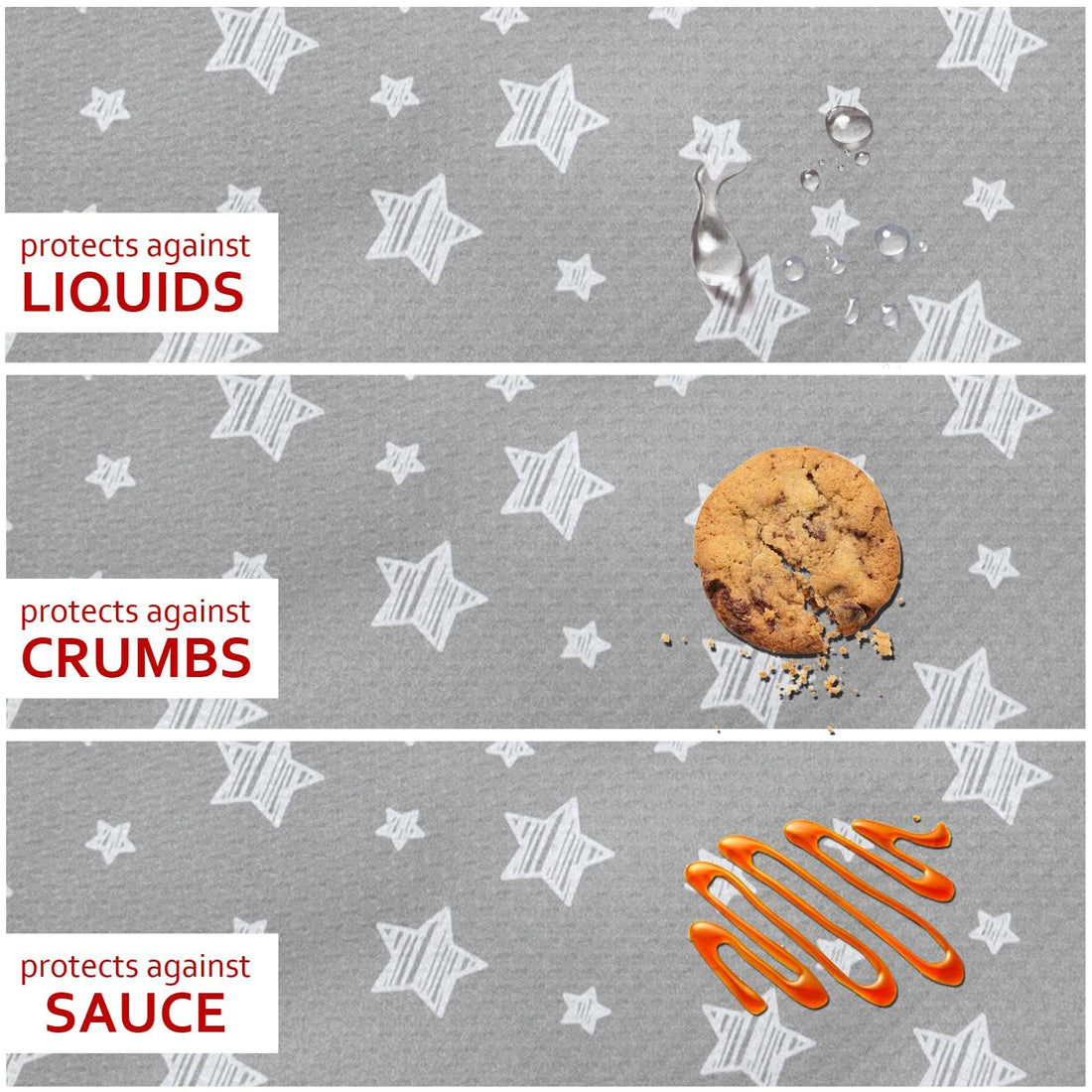 Splat Mat for Under High Chair, Non Slip Waterproof Mealtime Floor Mats Washable Portable Picnic Splash Mat for Baby Art/Craft/Playtime, 42X46 Inch - Grey Star