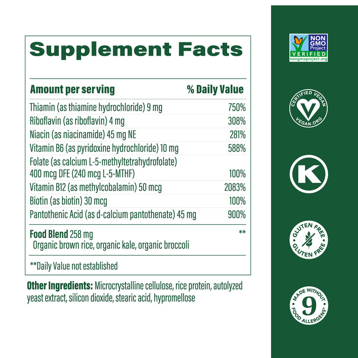 MegaFood Balanced B Complex - B Complex Vitamin Supplement, 8 B Vitamins including Vitamin B6, Vitamin B12, Folate, Biotin & more, Supports Cellular Energy Production, Vegan, Gluten Free - 30 Tablets