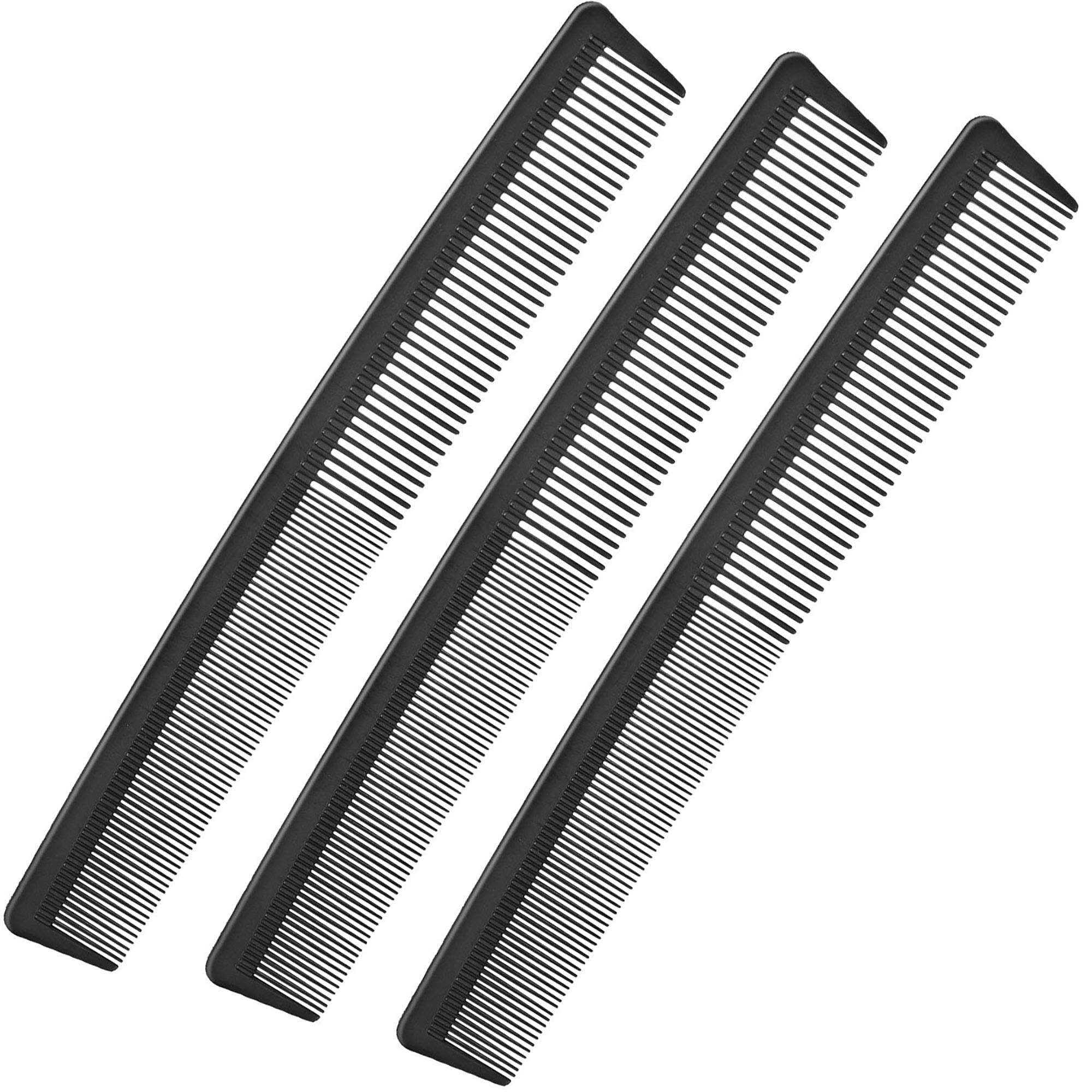 Leinuosen 3 Pack Black Carbon Barber Fiber Cutting Comb, Fine Tooth Hair Comb, Hairdressing Styling Combs, Heat Resistant Combs, Styling Combs for Salon (Style G) : Style G