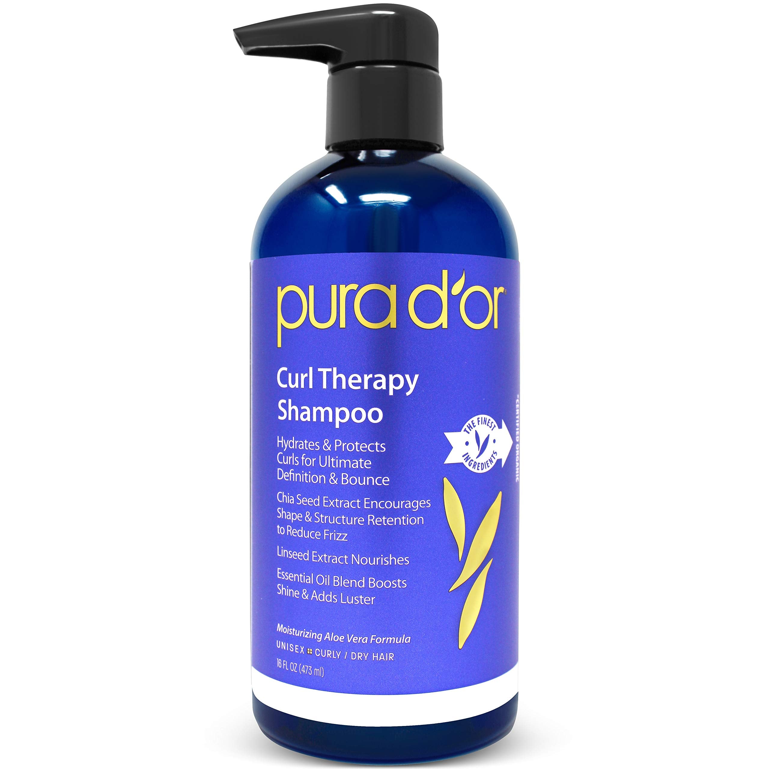 Shampoo : PURA D'OR Curl Therapy Shampoo for Healthy Curls, Ultimate Definition & Bounce, 16 Fl Oz