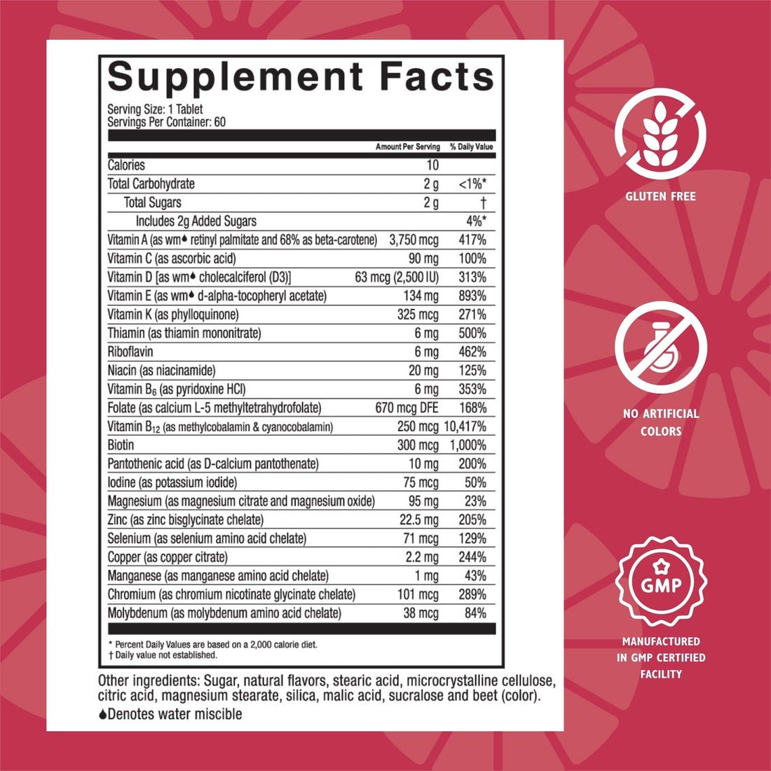 Celebrate Vitamins Multi ADEK Chewables, Iron Free - Daily Bariatric Multivitamin, High Level of Vitamins A, D, E, K & B12 for Duodenal Switch Surgery Patients - Berry Sorbert (60 Tablets)