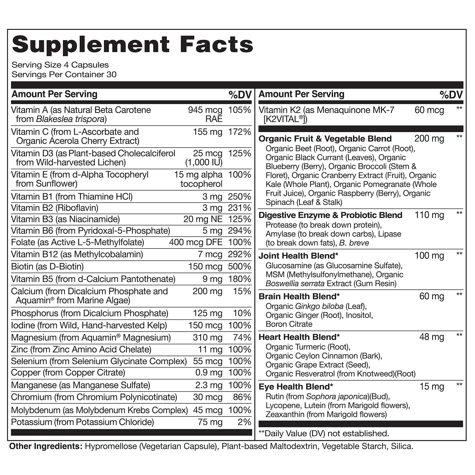 NATURELO Whole Food Multivitamin for Women 50+ (Iron Free) with Vitamins, Minerals, & Organic Extracts - Supplement for Post Menopausal Women Over 50 - No GMO - 120 Vegan Capsules