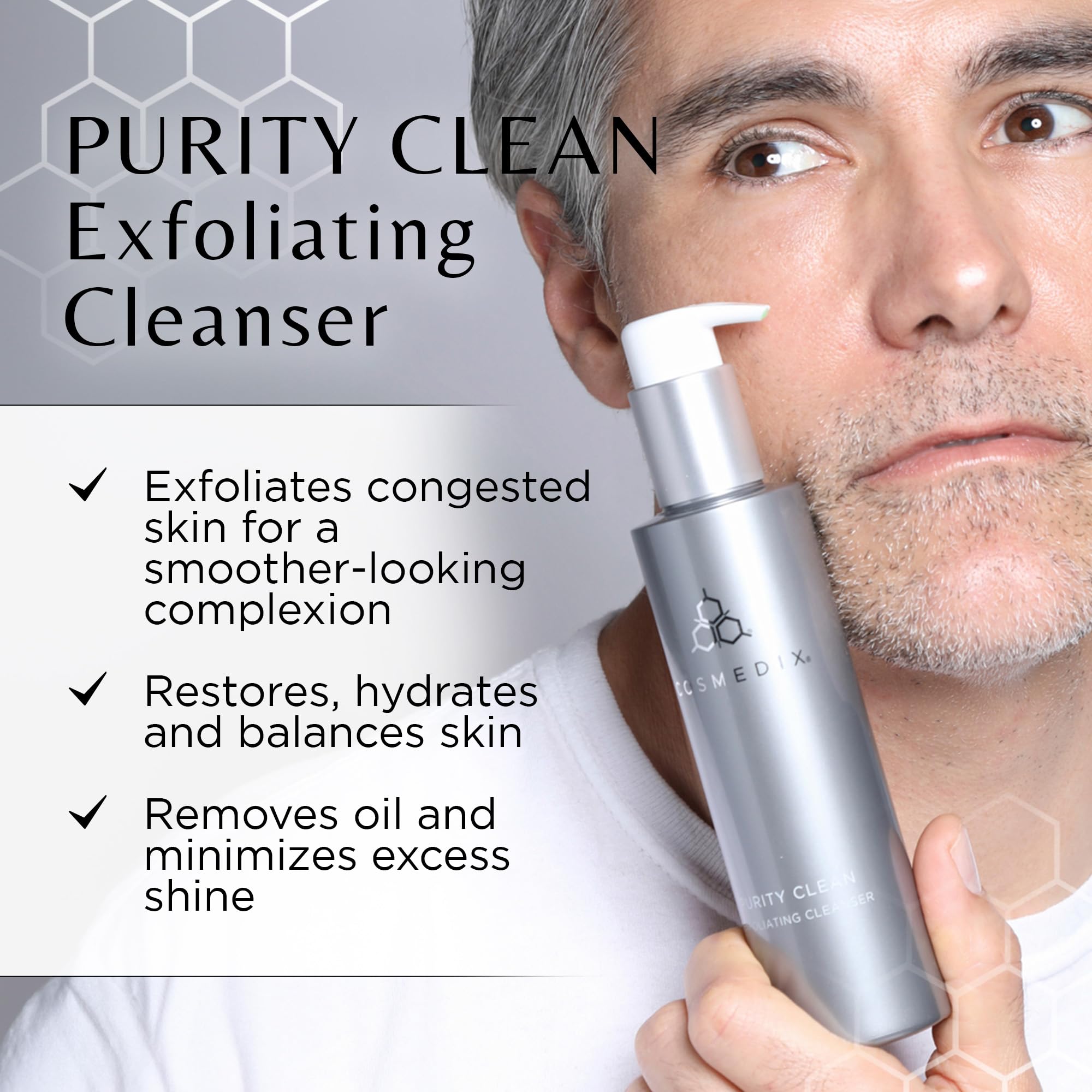 COSMEDIX Purity Clean Exfoliating Cleanser, Removes Oil & Impurities, L-Lactic Acid & Tea Tree Oil, Cruelty Free & Gluten Free