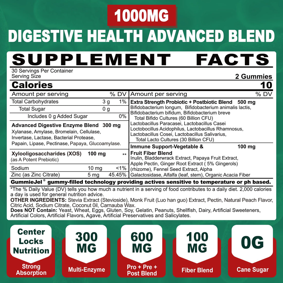 Neviss Digestive Enzymes Gummies Plus 90 Billion CFU Probiotics & Prebiotics & Postbiotic and Fiber for Women and Men, Daily Multi-Enzymes for Digestive Health, Regularity Gut, Immune,Sugar Free 60Cts