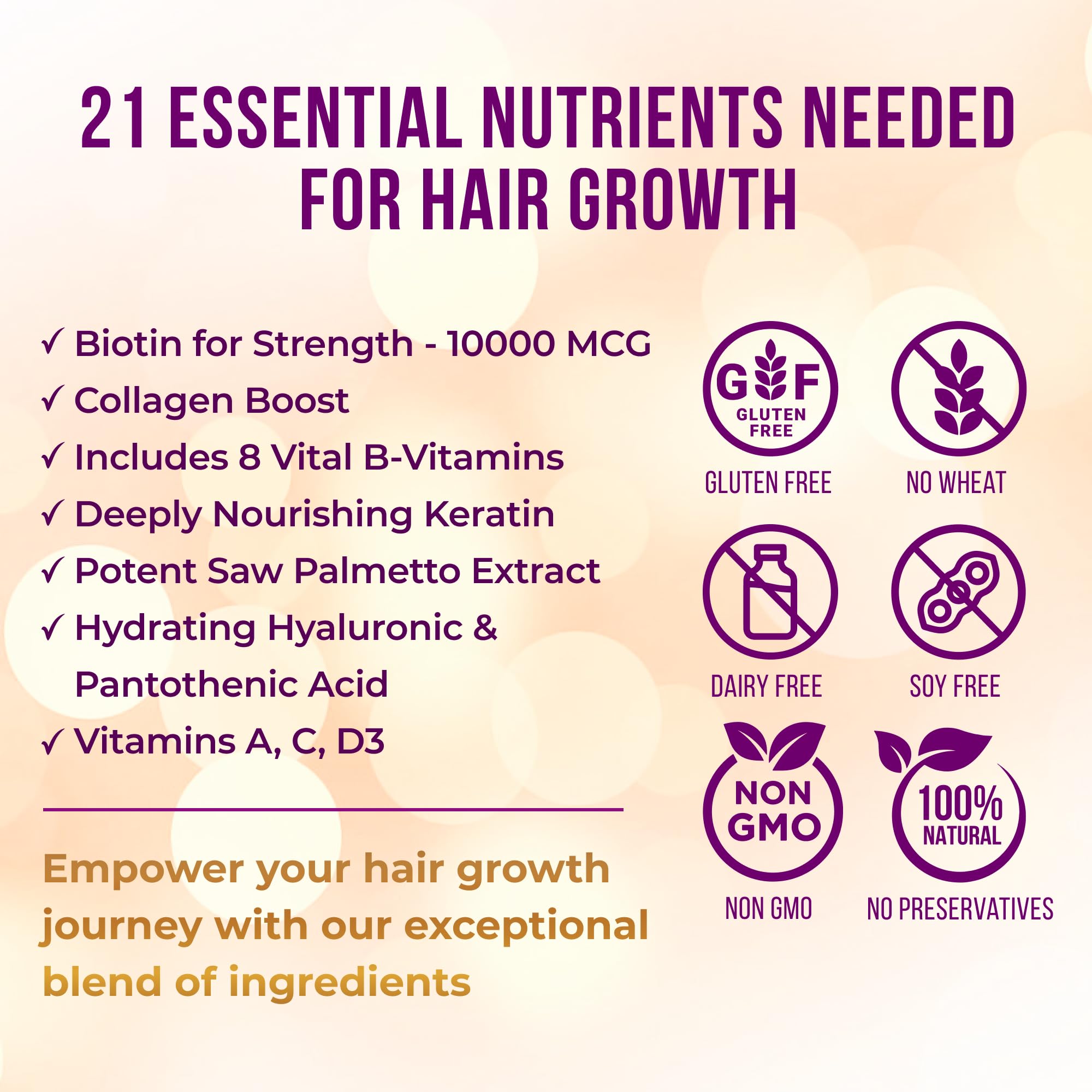 Vitamo Hair Growth Vitamins for Women - Postpartum Biotin & Collagen Supplement - Premium Hair Loss Treatment - Fast Regrowth for Hair Skin and Nails - Accelerate Thickness + Volume | 90 Count