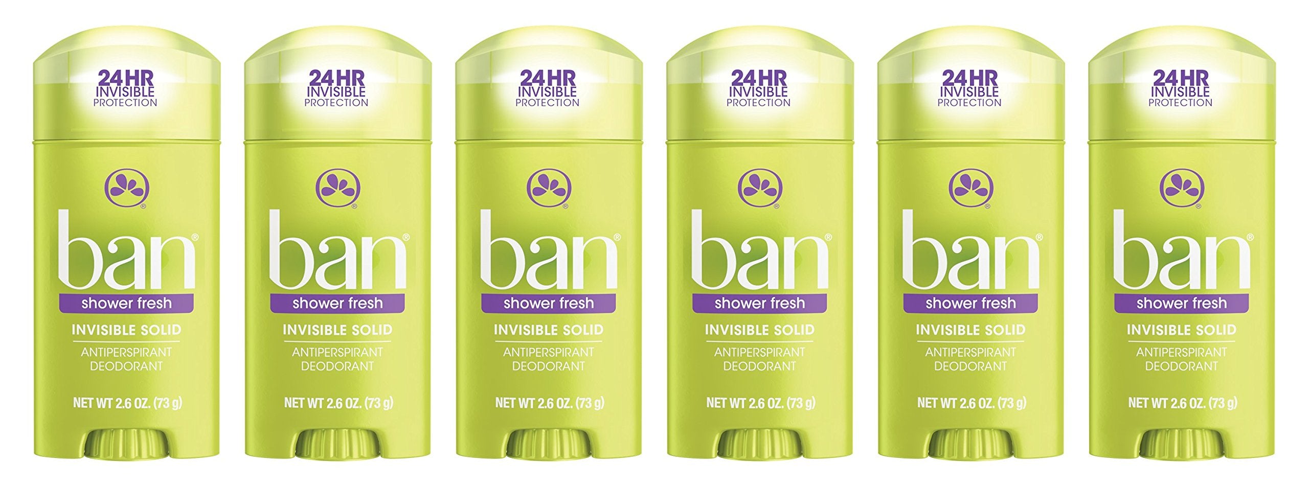 Ban Antiperspirant Deodorant, Invisible Solid, Shower Fresh, 2.6-Ounce (Pack of 6)