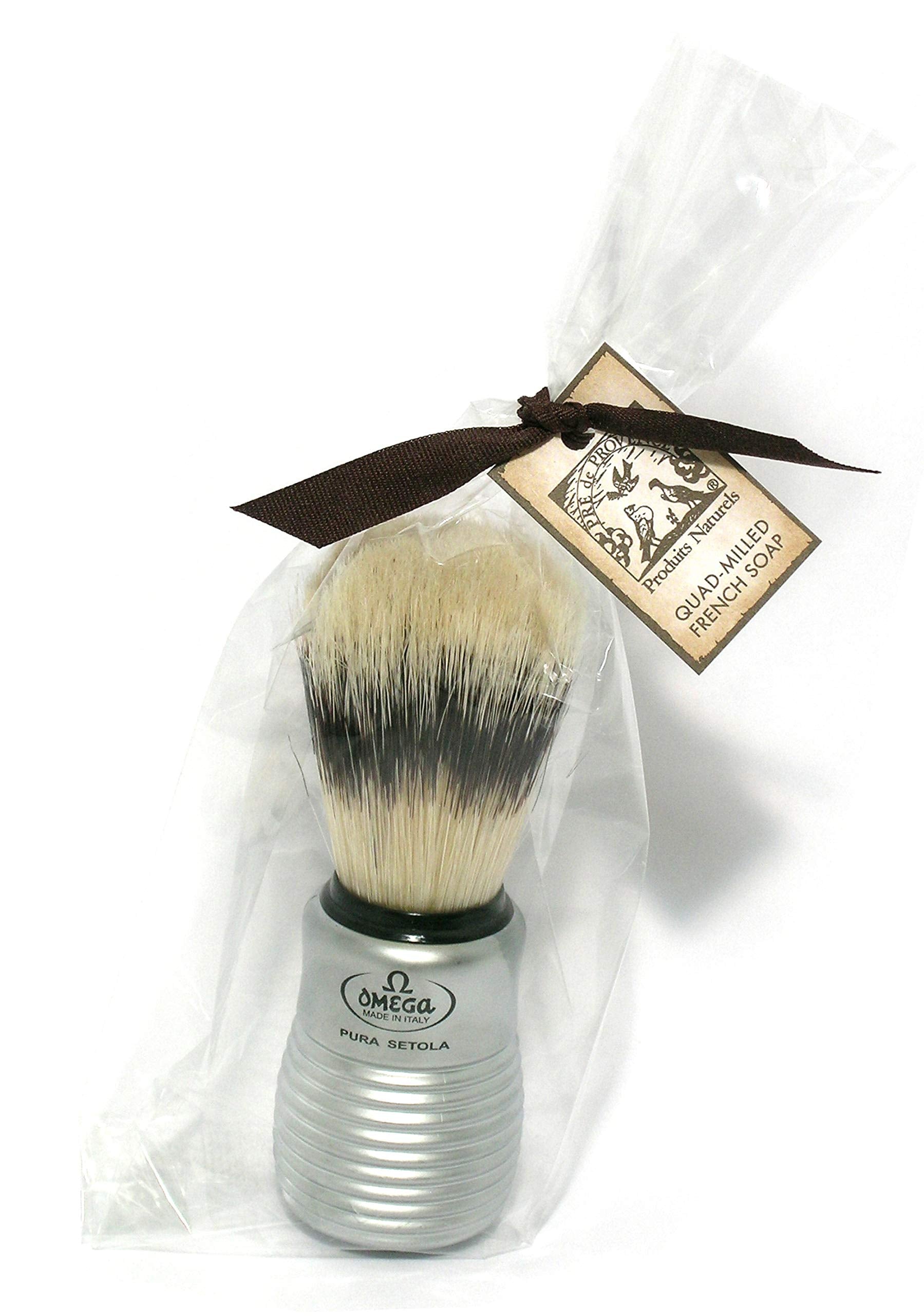Pre de Provence Men's Boar Bristle Shave Brush with Aluminum Handle for Quick Lather