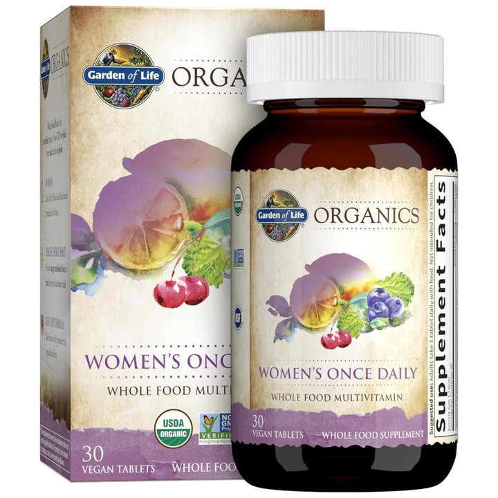 Garden of Life Multivitamin for Women - Organics Women's Once Daily, Whole Food Multi with Iron, Biotin, Vegan Organic Vitamin, Energy Hair Skin & Nails, 30 Tablets