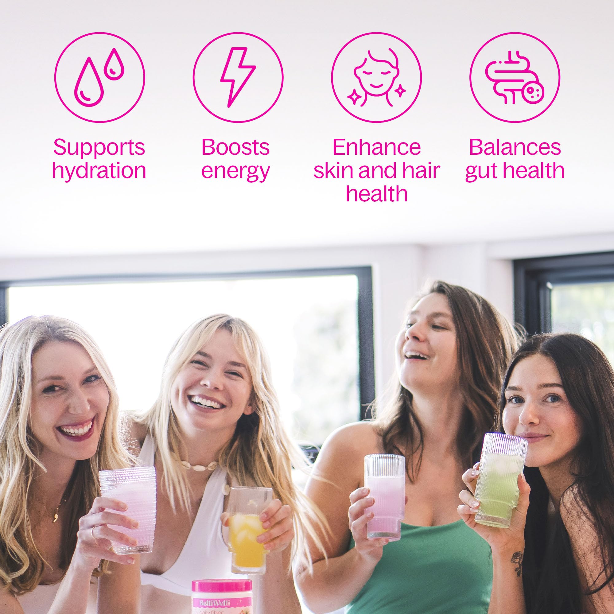 Belli Welli Unflavored Daily Fiber Supplement Powder with Collagen, Probiotics & Electrolytes | Supports Digestive Health, Gut Balance & Debloating, Sugar Free | 30 Servings