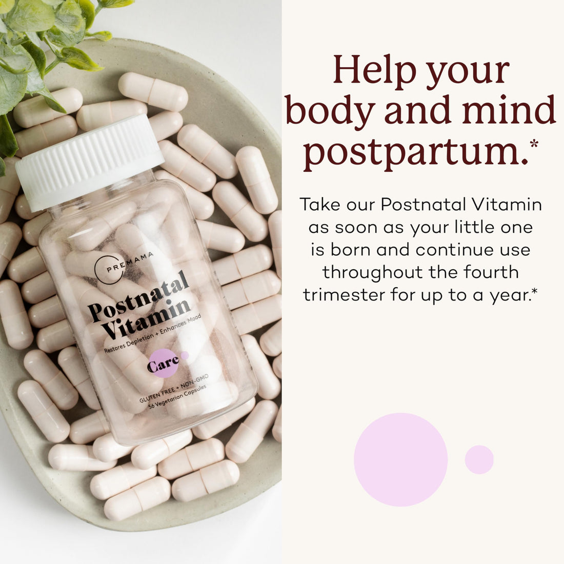 PREMAMA Postpartum Multivitamin with Vitamin B12 & Folate, Postnatal Support for Lactation and Breastfeeding, 28 Servings