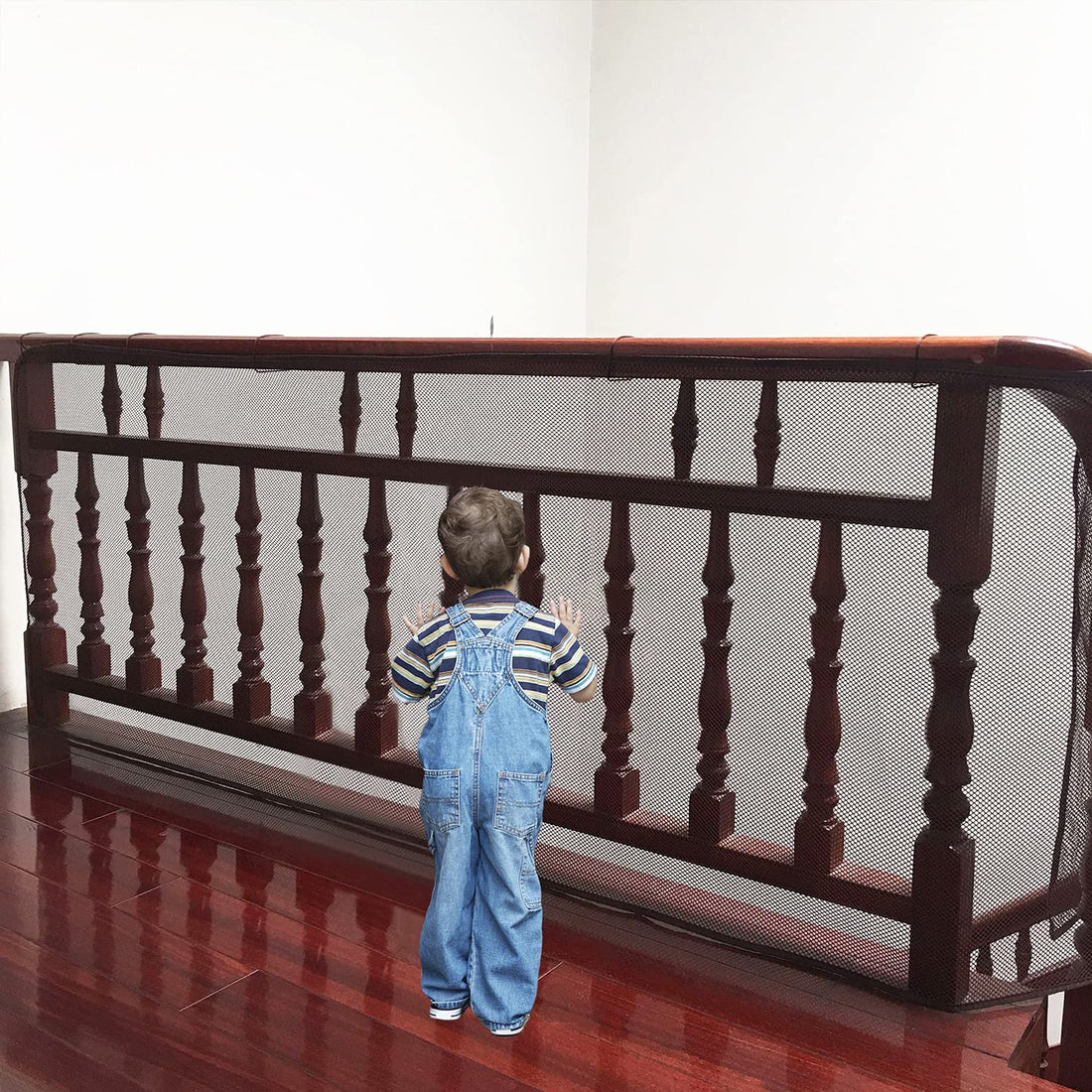 Adsoner Child Safety Net - 10ft L x 2.5ft H, Balcony, Patios and Railing Stairs Netting, Safe Rail Net for Kids/Pet/Toy, Sturdy Mesh Fabric Material (Brown)
