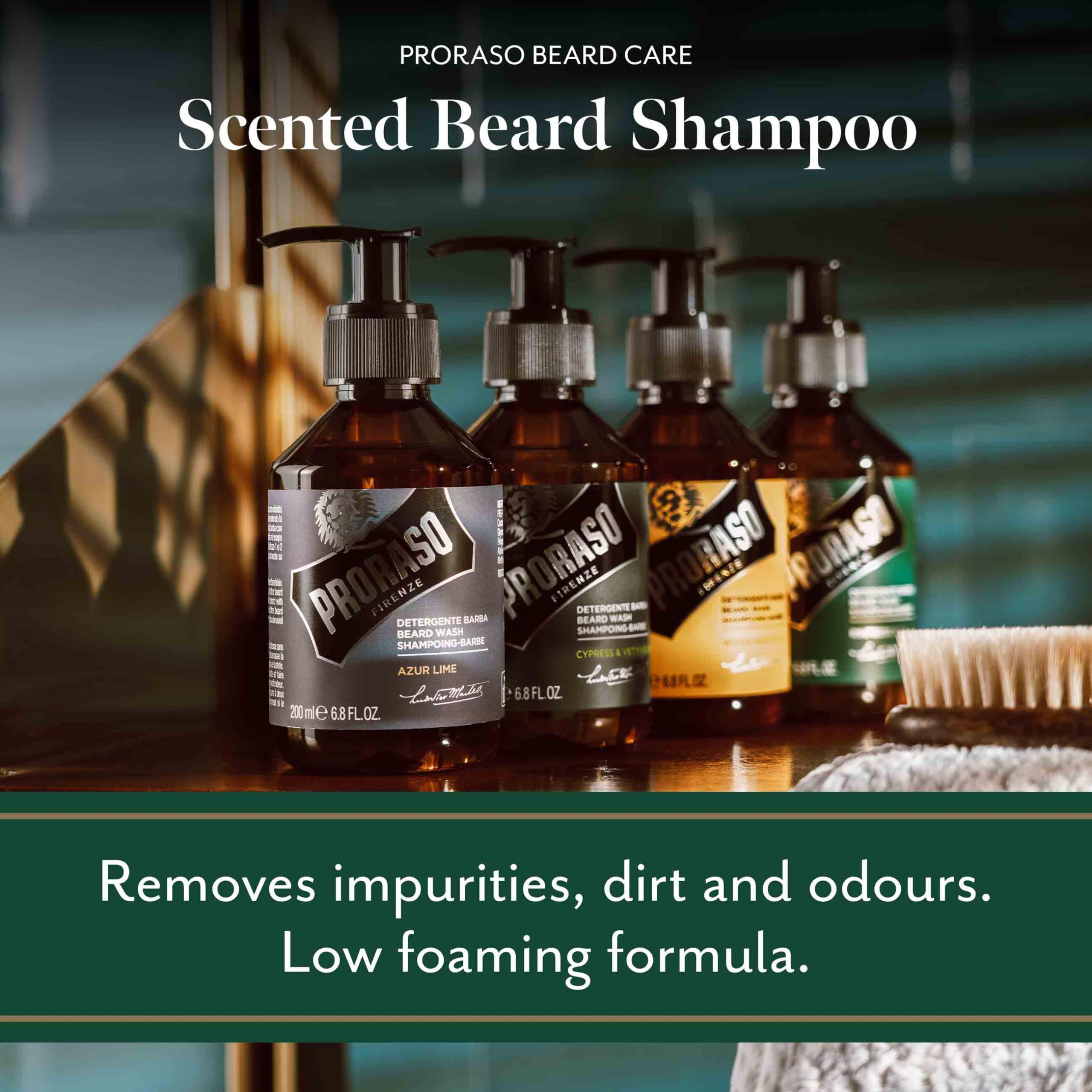 Proraso Single Blade Beard Wash, Azur Lime, 6.8 fl. oz