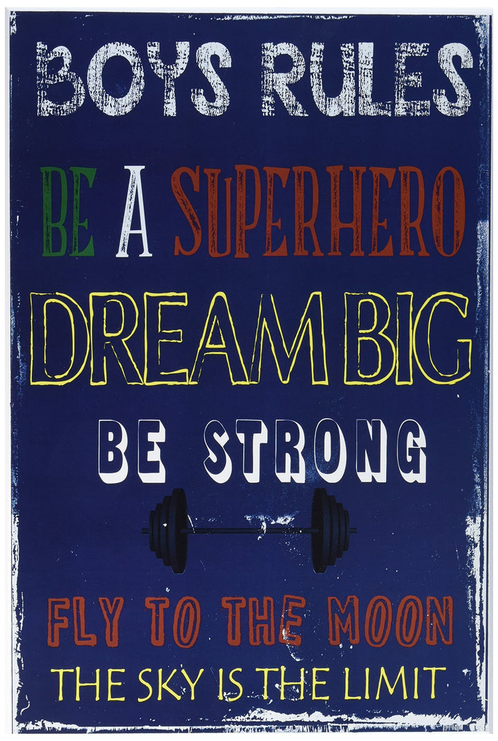 The Kids Room by Stupell Boys Rules The Sky Is The Limit Wall Plaque Art