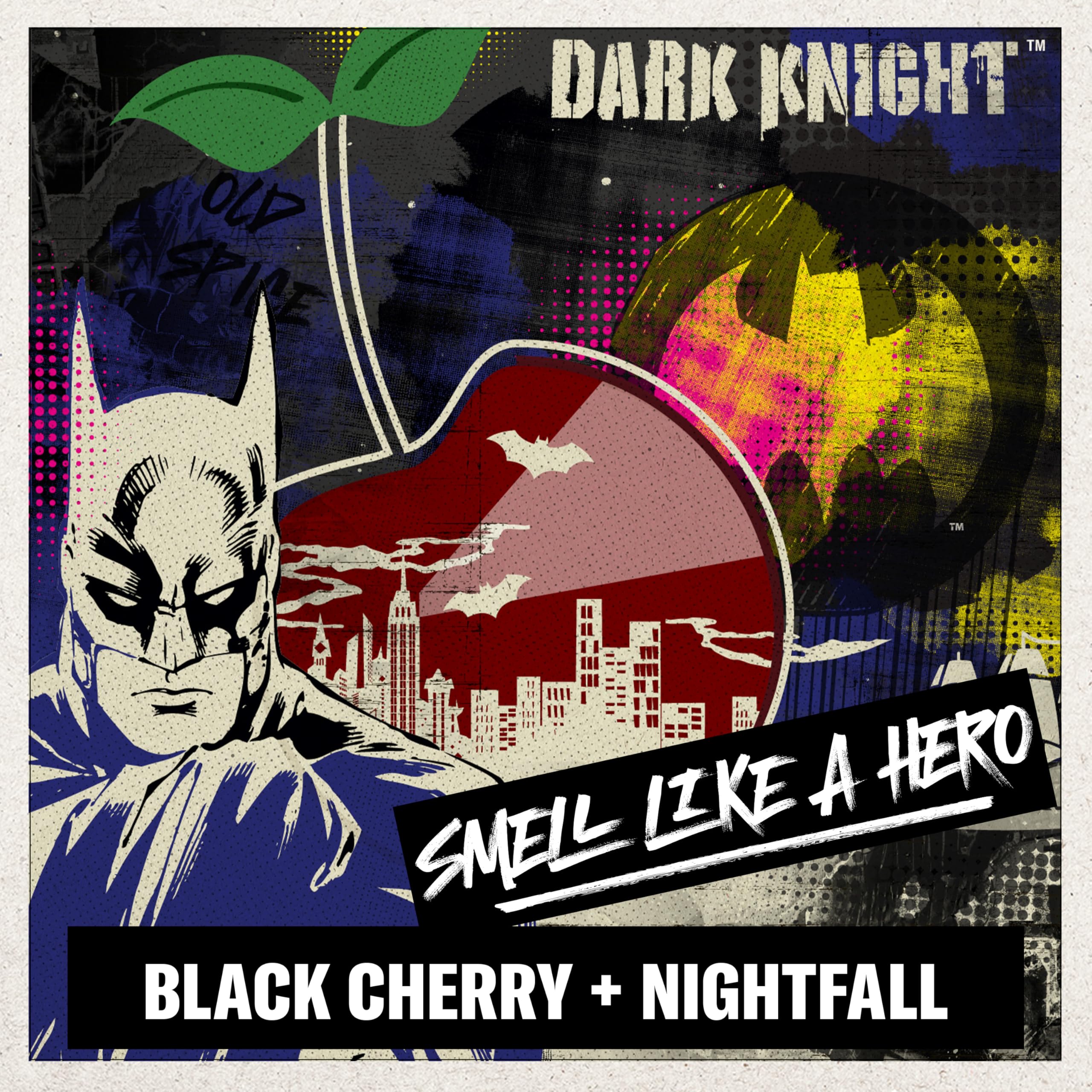 Old Spice Cleansing Body Wash for Men, 3X Defense, 24/7 Shower Fresh with Lasting Scent, 2-in-1 Body & Face Wash, Smell Like a Hero, Batman, Black Cherry and Nightfall Scent, 24 oz