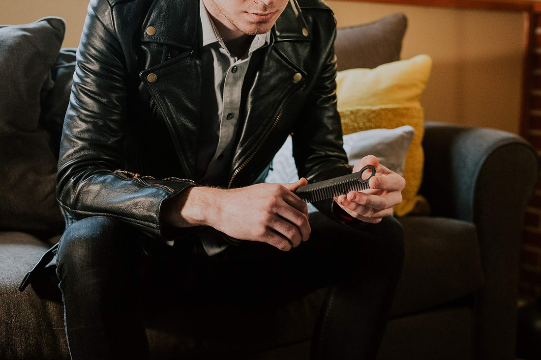 Chicago Comb Model 1 Carbon Fiber, Made in USA, ultra smooth, strong, and light, anti-static, heat-resistant, 5.5 inches (14 cm) long, ultimate daily use, pocket, and travel comb