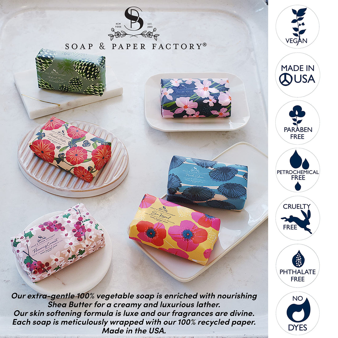 Soap & Paper Factory Roland Pine Shea Butter Soap, 5 oz.