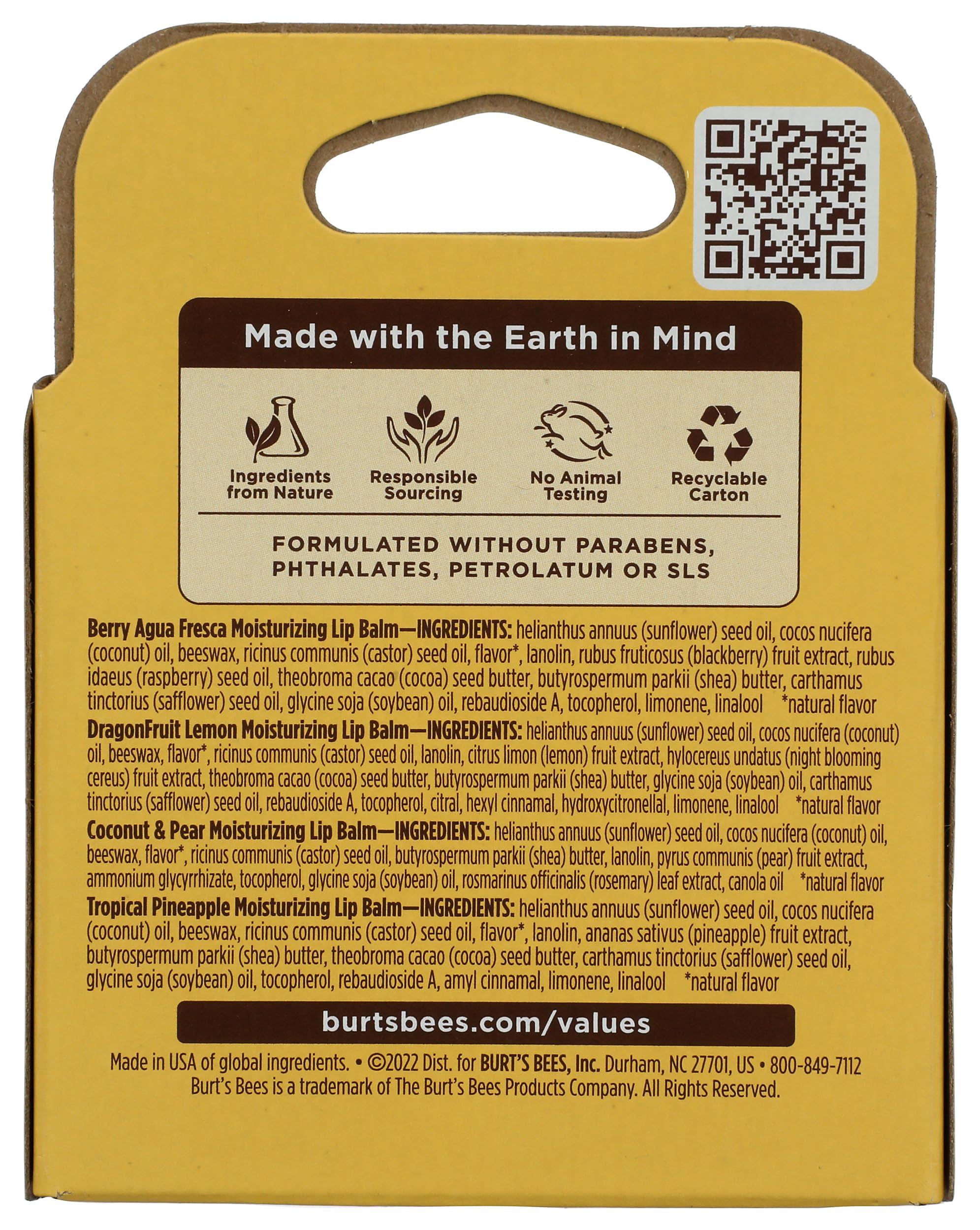 BURTS BEES Tropical Assortment Lip Balm, 0.6 OZ