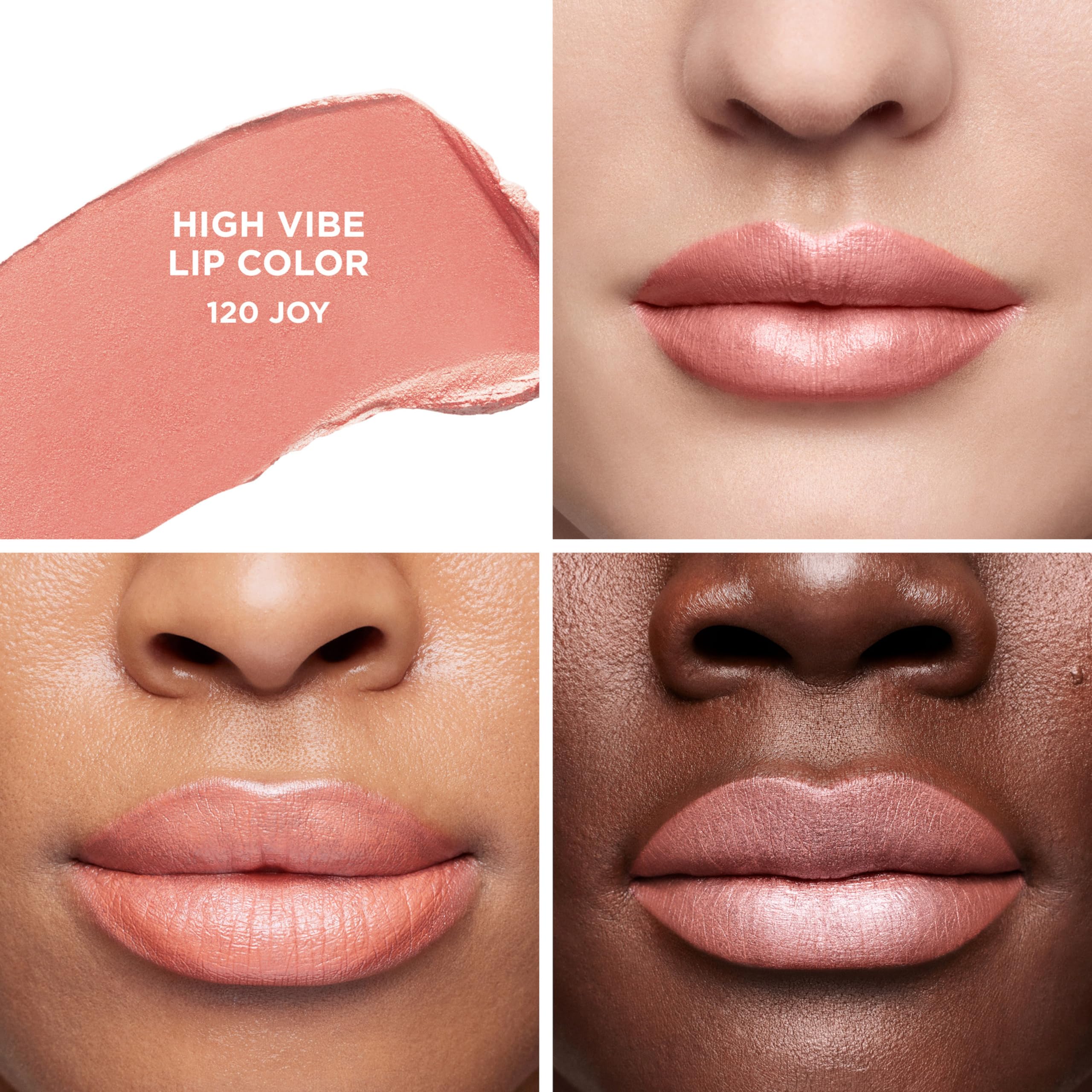 Laura Mercier High Vibe Lip Color, 6HR Long Lasting Lipstick, Lightweight and Comfortable Smooth Wear, Non-Drying, Hydrating, Luminous Shine, 120 Joy - Pale rose