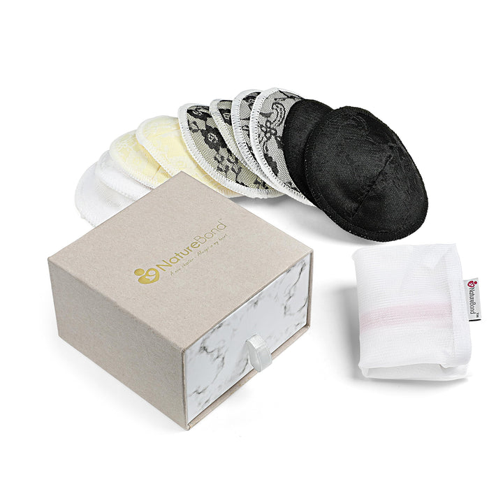 NatureBond Reusable Nursing Pads. Set of 10 Nipple Pads for Breastfeeding, Breathable Breast Pads for Breastfeeding with Wash Bag & Box, Viscose Made from Bamboo