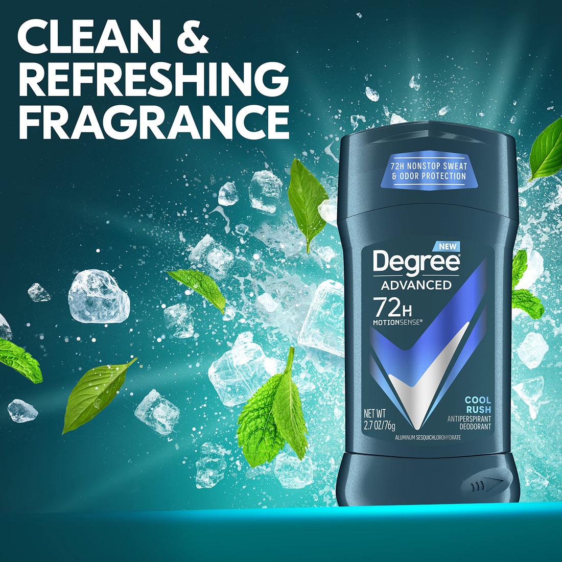 DEGREE Men Antiperspirant Deodorant 48Hour Protection Deodorant for Men oz 4 Count, Cool Rush, 2.7 Ounce
