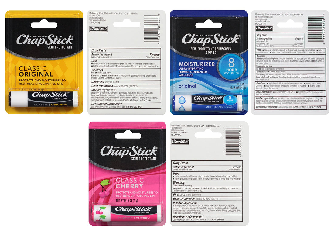 ChapStick Classic Lip Care Collection, Classic Original, Classic Cherry & Lip Moisturizer, 0.15 Ounce Each (2 Sticks of Each Lip Balm, 6 Total Sticks)
