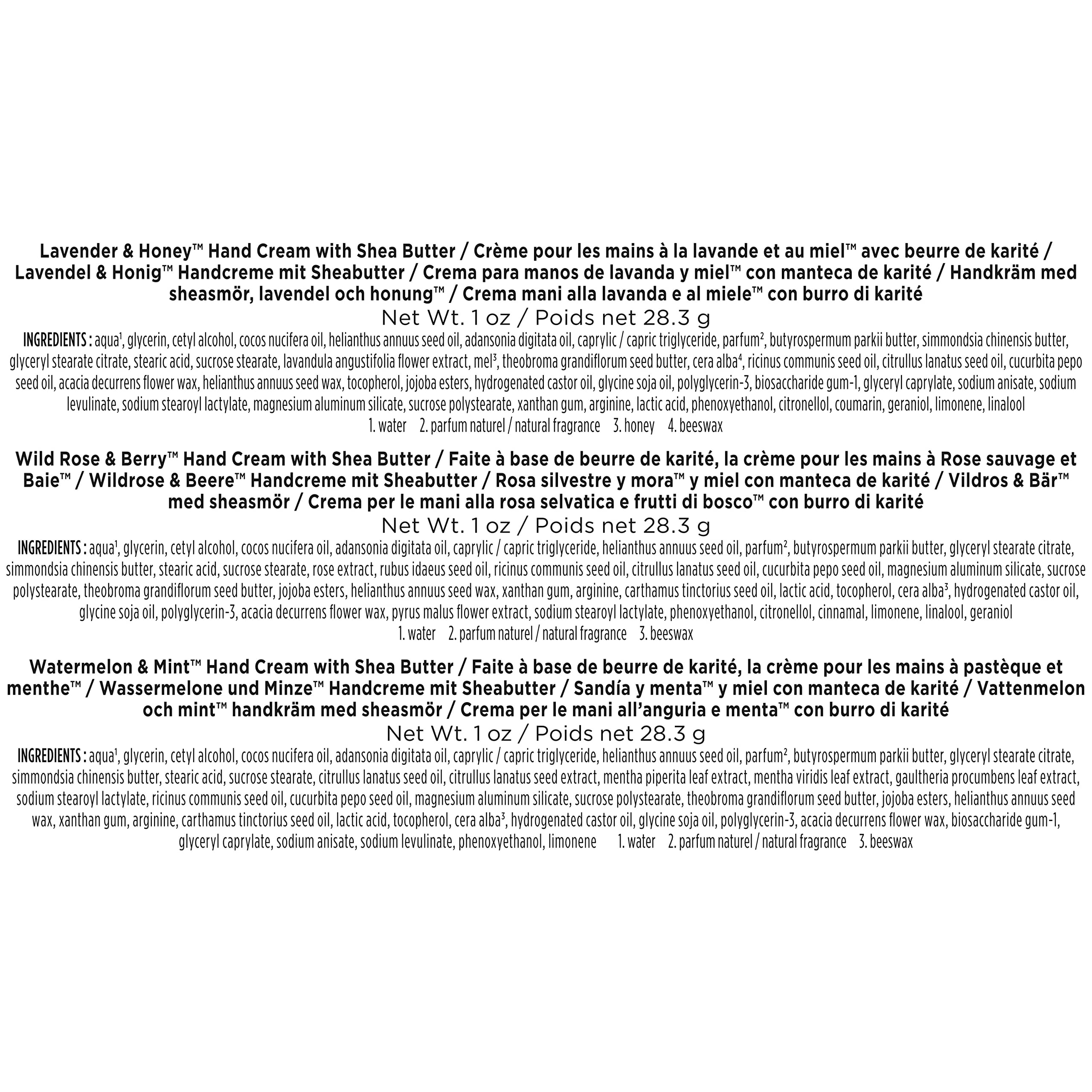 Burt's Bees Spring Gift, 3 Moisturizing Self Care Gifts, Shea Butter Hand Cream Trio Spring Set - Lavender & Honey, Wild Rose & Berry and Watermelon & Mint (Packaging May Vary)