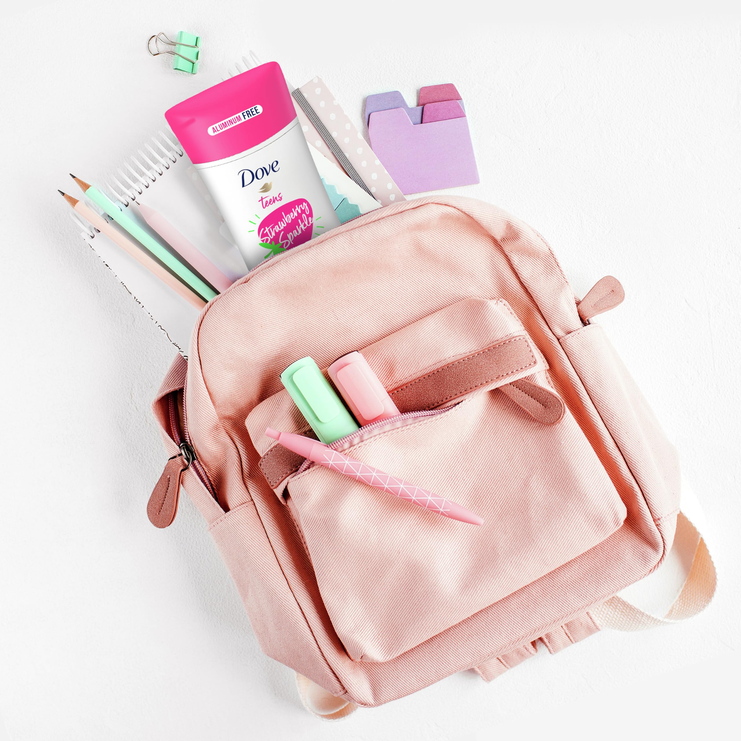 Dove Teens Deodorant Stick Strawberry Sparkle, for gentle underarm care, 48-hour odor protection and aluminum free deodorant, 2.6 oz