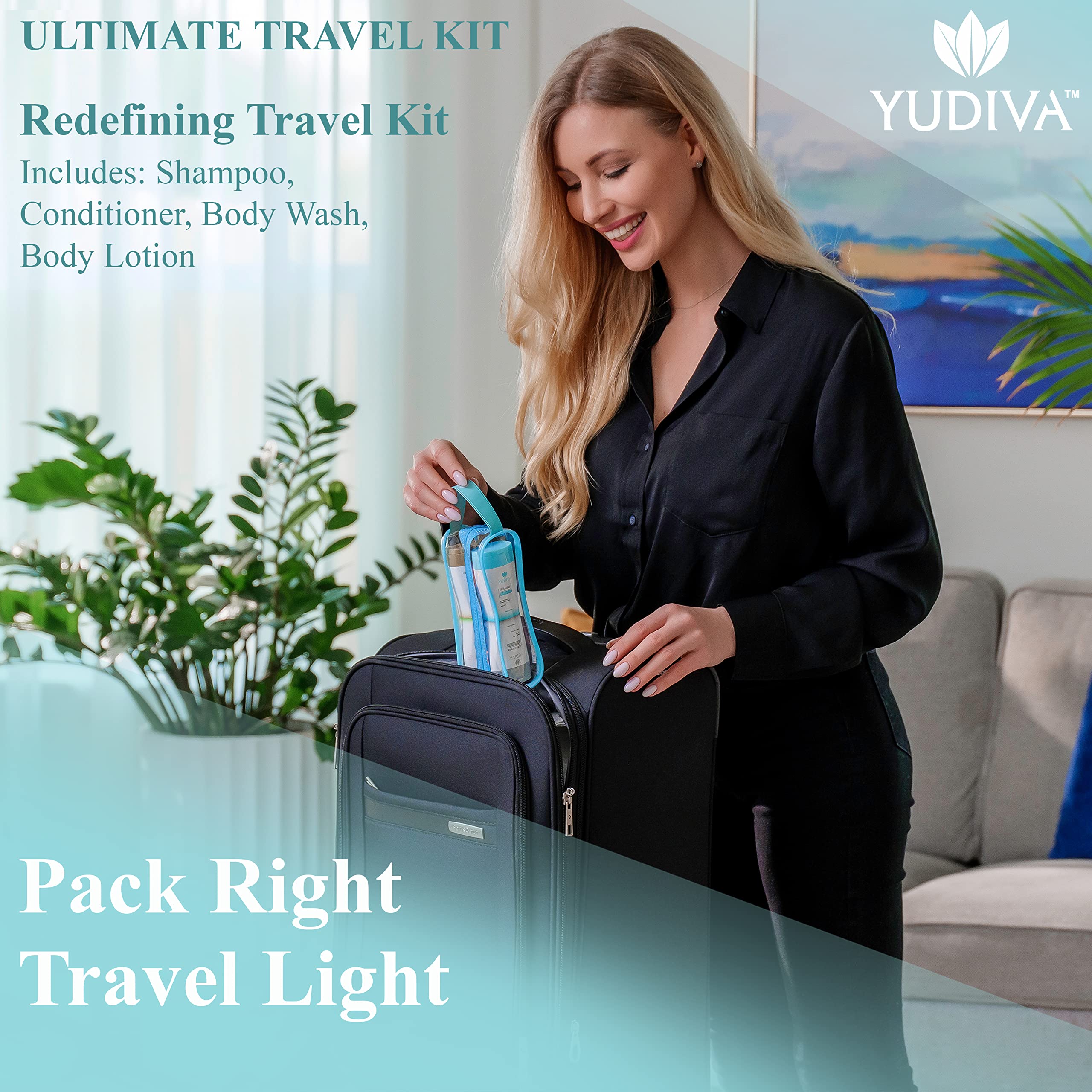 YUDIVA Shea Butter Shampoo & Conditioner Set, TSA travel size 3.3 Fl Oz