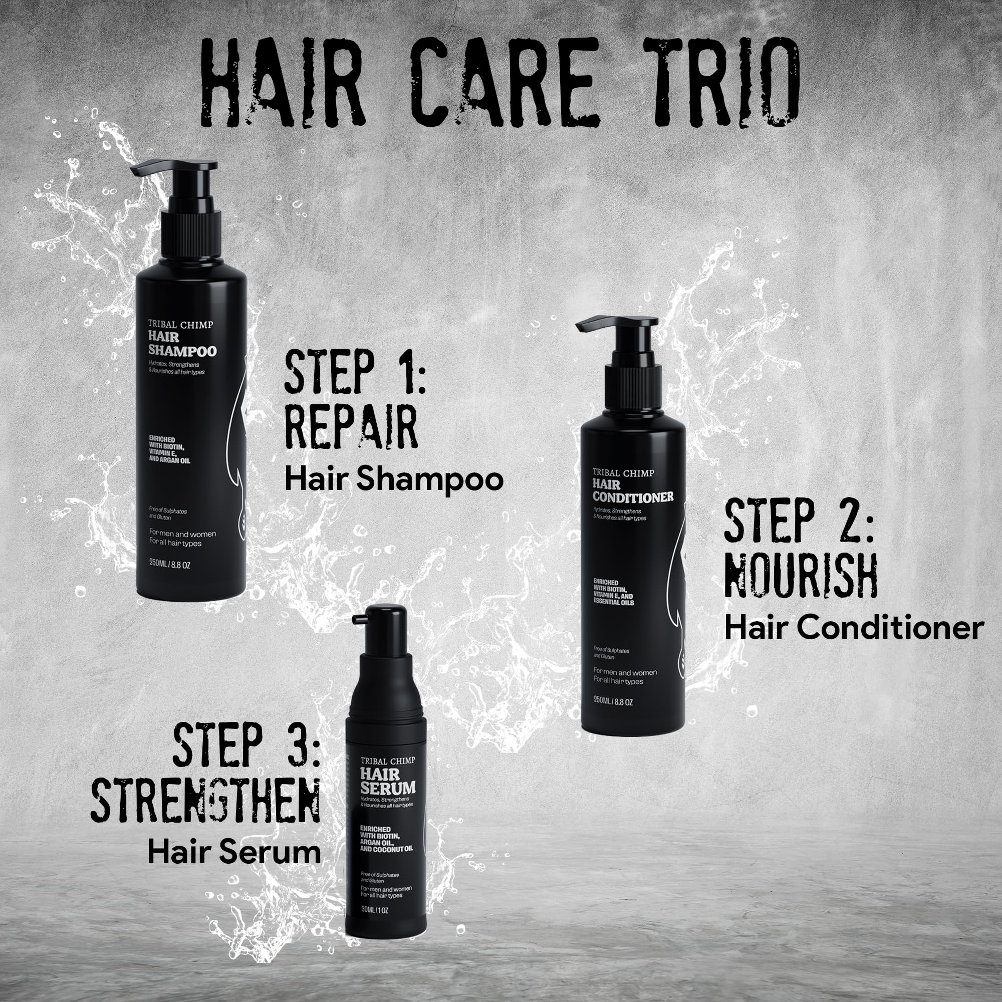 Tribal Chimp Hair Conditioner, Made with Peppermint, Tea Tree Oil and Biotin, Moisturizing and Strengthening, 8.8 oz.
