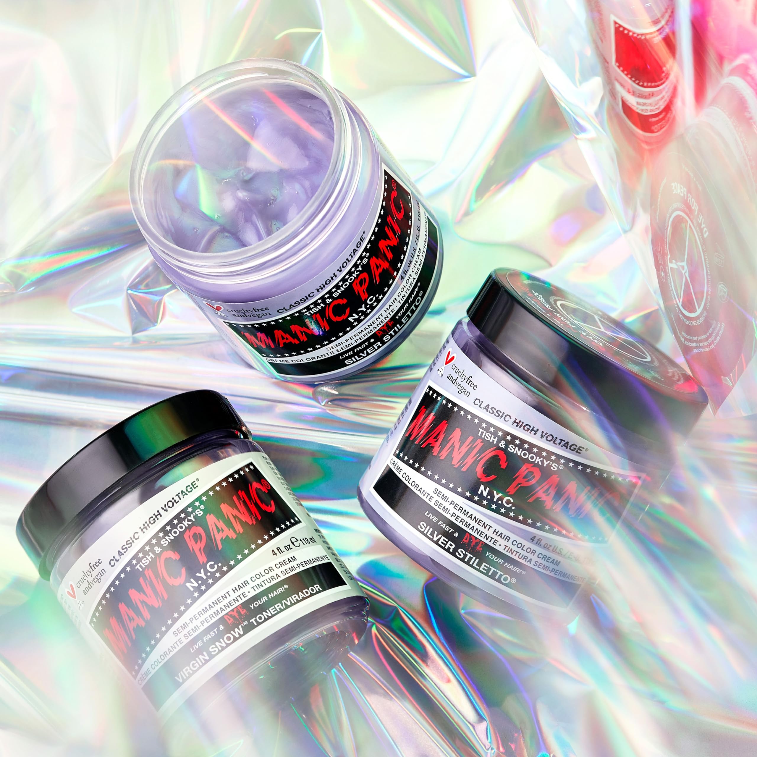 MANIC PANIC Virgin Snow Hair Toner - Classic High Voltage - Semi Permanent Blue Toner for Blonde, Bleached, Brassiness Orange Hair & Brassy Tones - Vegan, PPD & Ammonia-Free