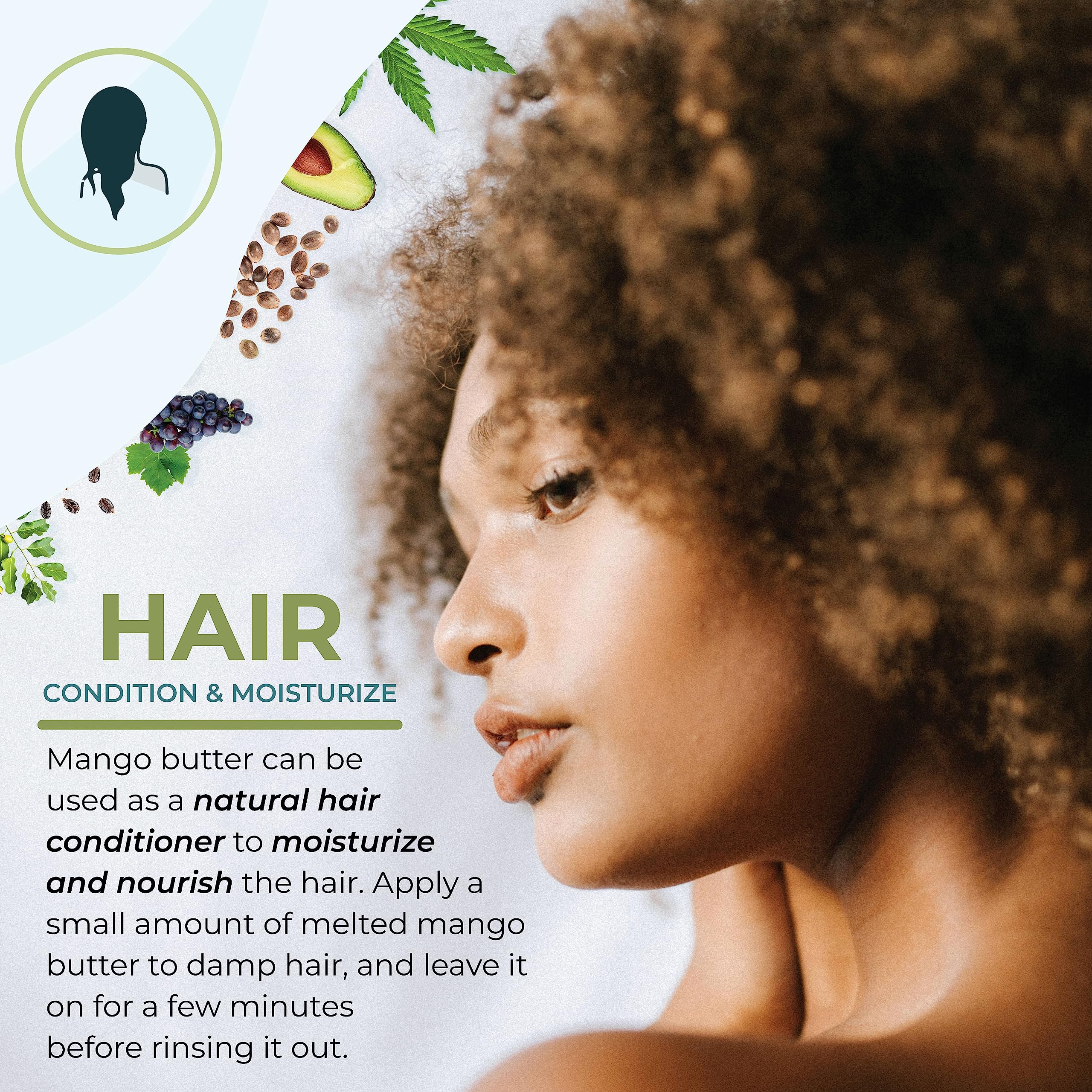 Pure Organic Mango Butter-2 Sizes Available-Food Grade & Cosmetic Grade, Organic, Pure, Clean, Naked, (16 Ounce)