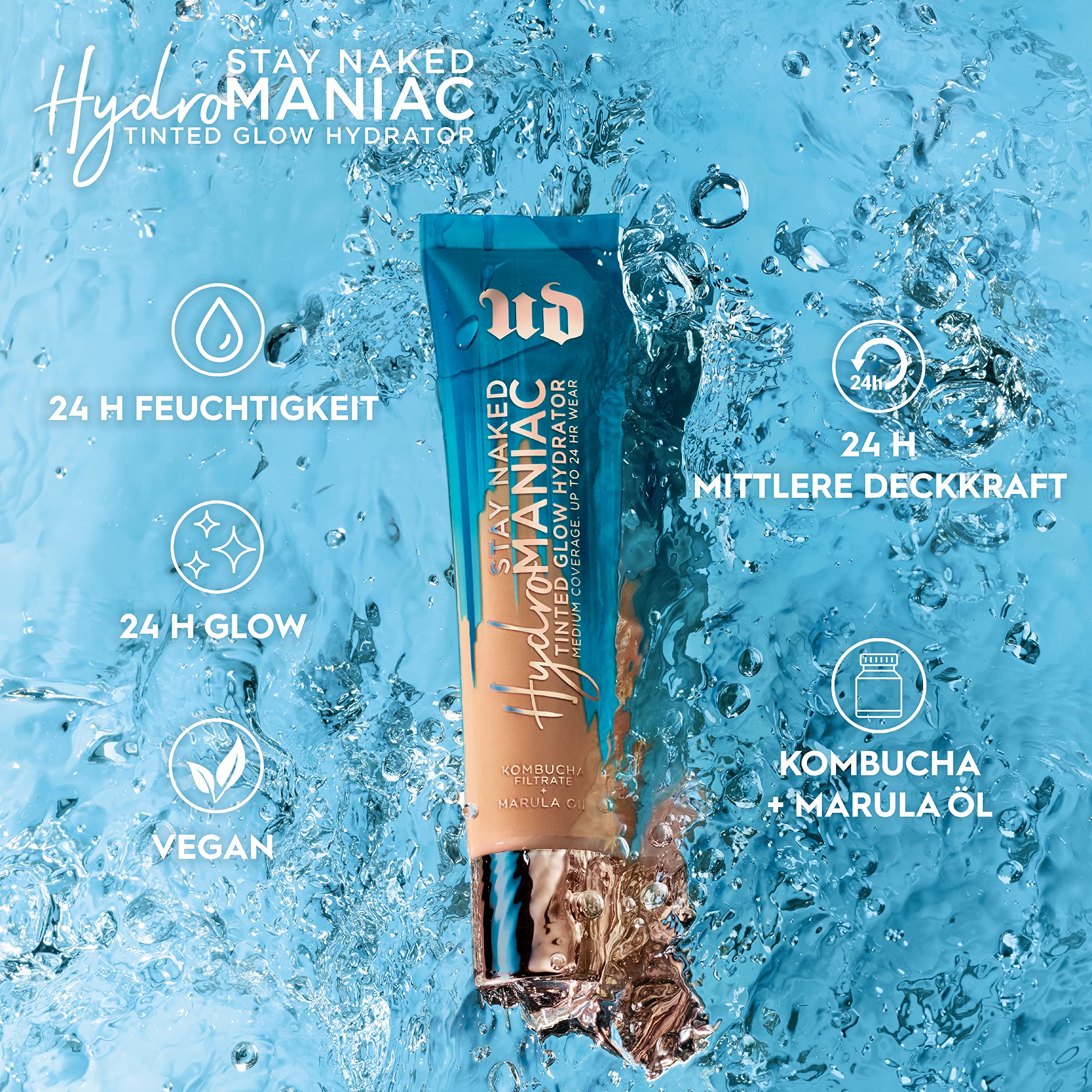 Urban Decay Hydromaniac Dewy Foundation (41 Light Medium Neutral), Hydrating Tinted Moisturizer for Dry Skin, Buildable Medium Coverage, Non-comedogenic, Vegan, Cruelty-free - 1.1 fl oz