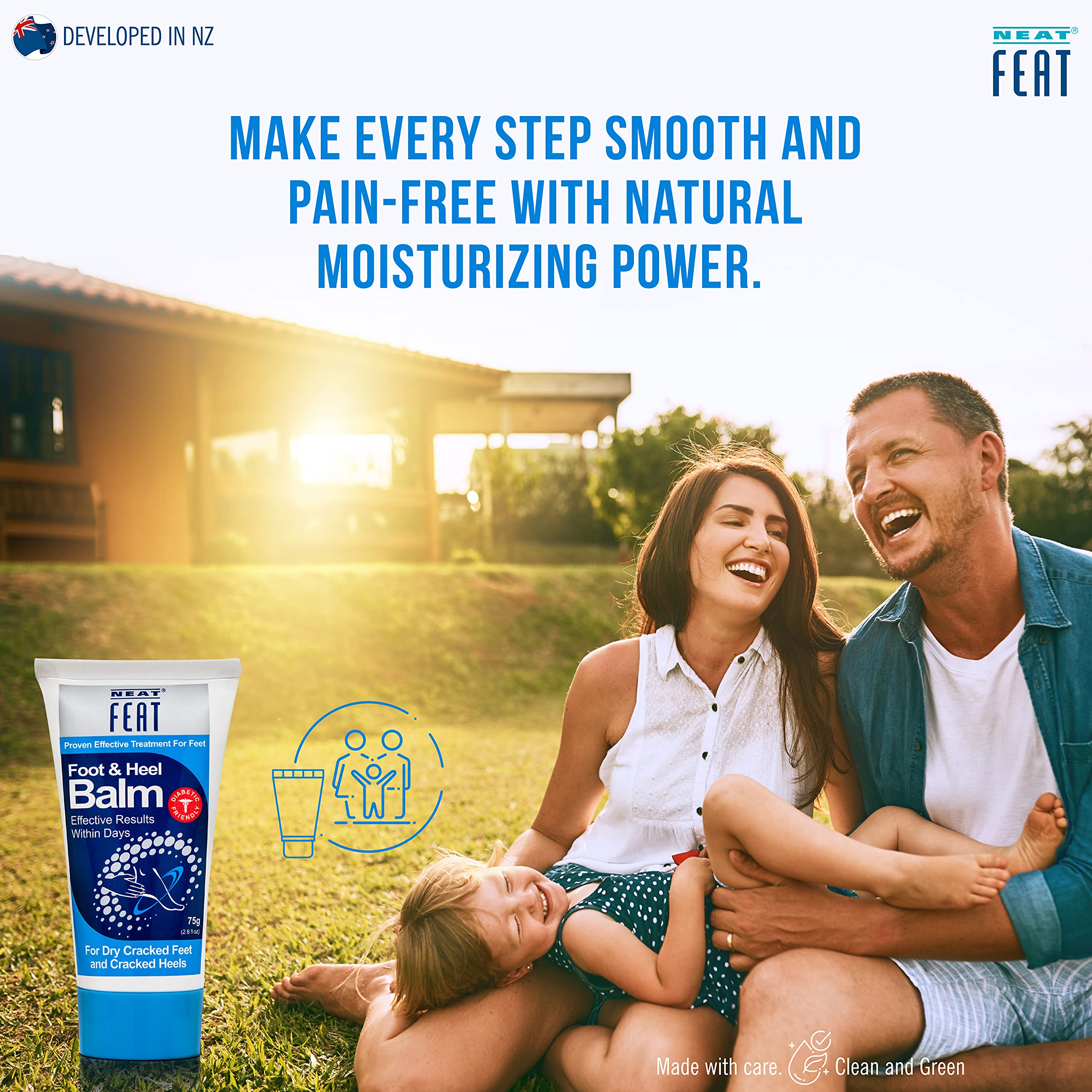Neat Feat Foot and Heel Balm, 2 for 1, Moisturizing Foot Cream, for Dry & Cracked Skin on Heels and Feet, 5.2 Fl Oz