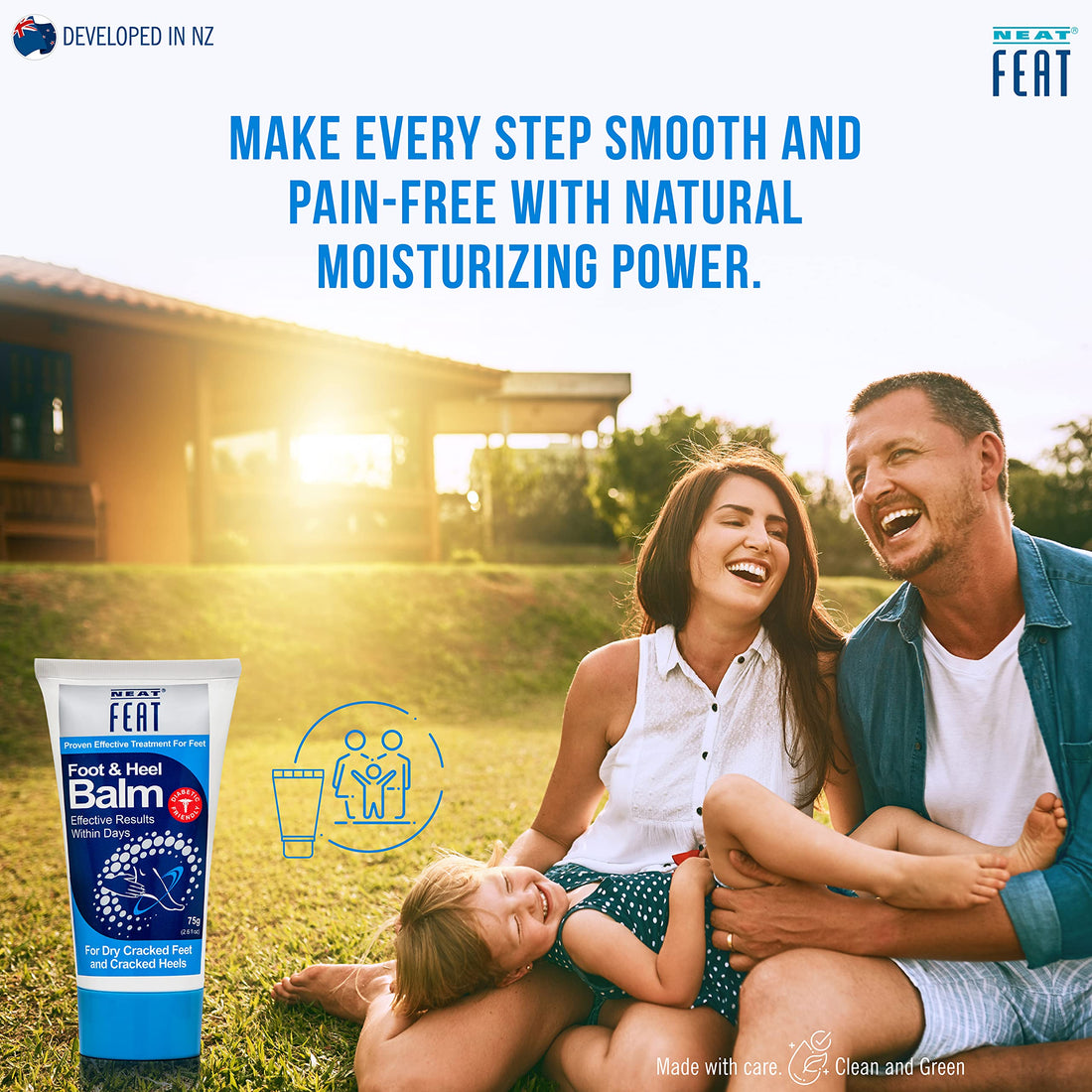 Neat Feat Foot and Heel Balm, 2 for 1, Moisturizing Foot Cream, for Dry & Cracked Skin on Heels and Feet, 5.2 Fl Oz