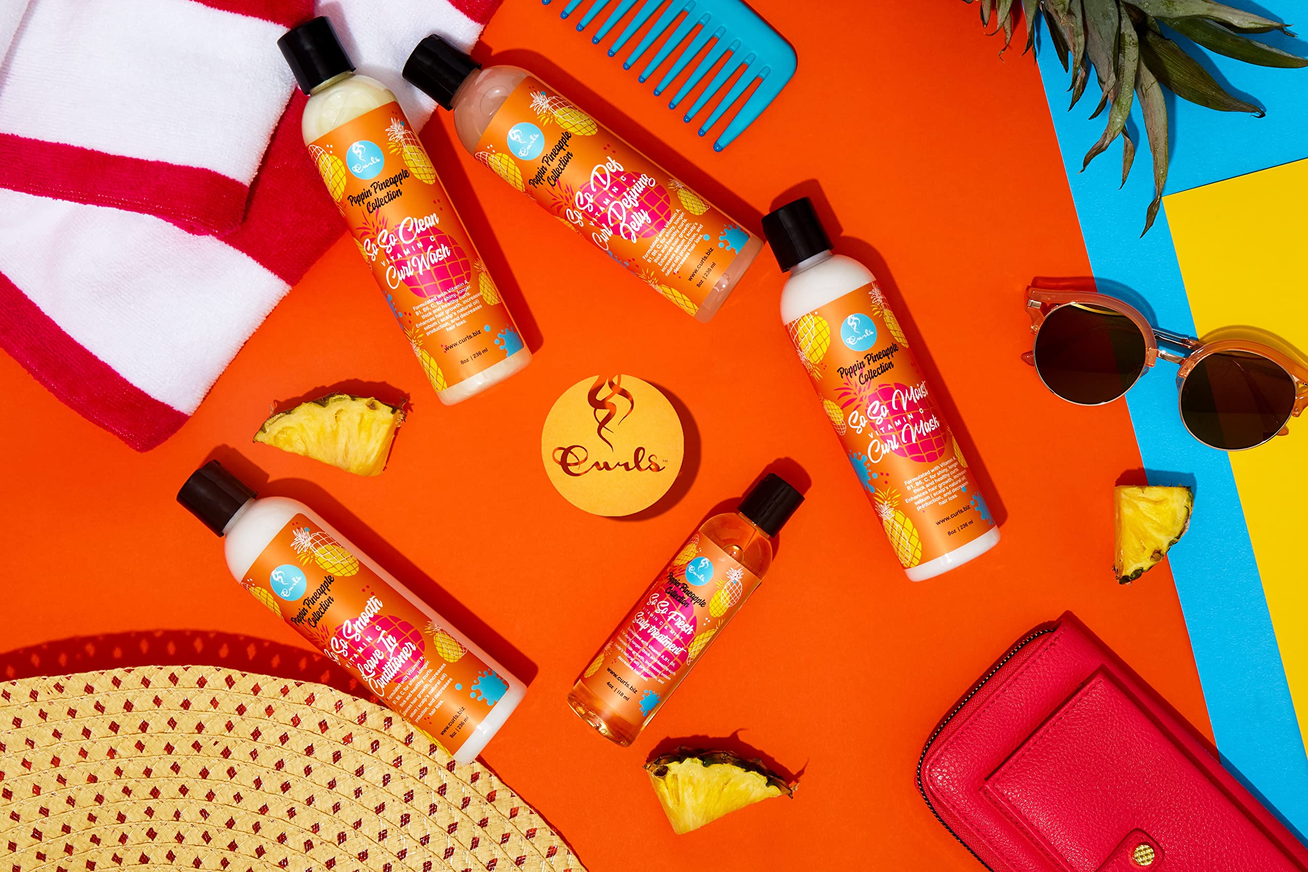 Curls Poppin Pineapple So So Smooth Vitamin C Leave In Conditioner - Conditions & Softens Hair - For Wavy, Curly, and Coily Hair Types, 8 Ounces