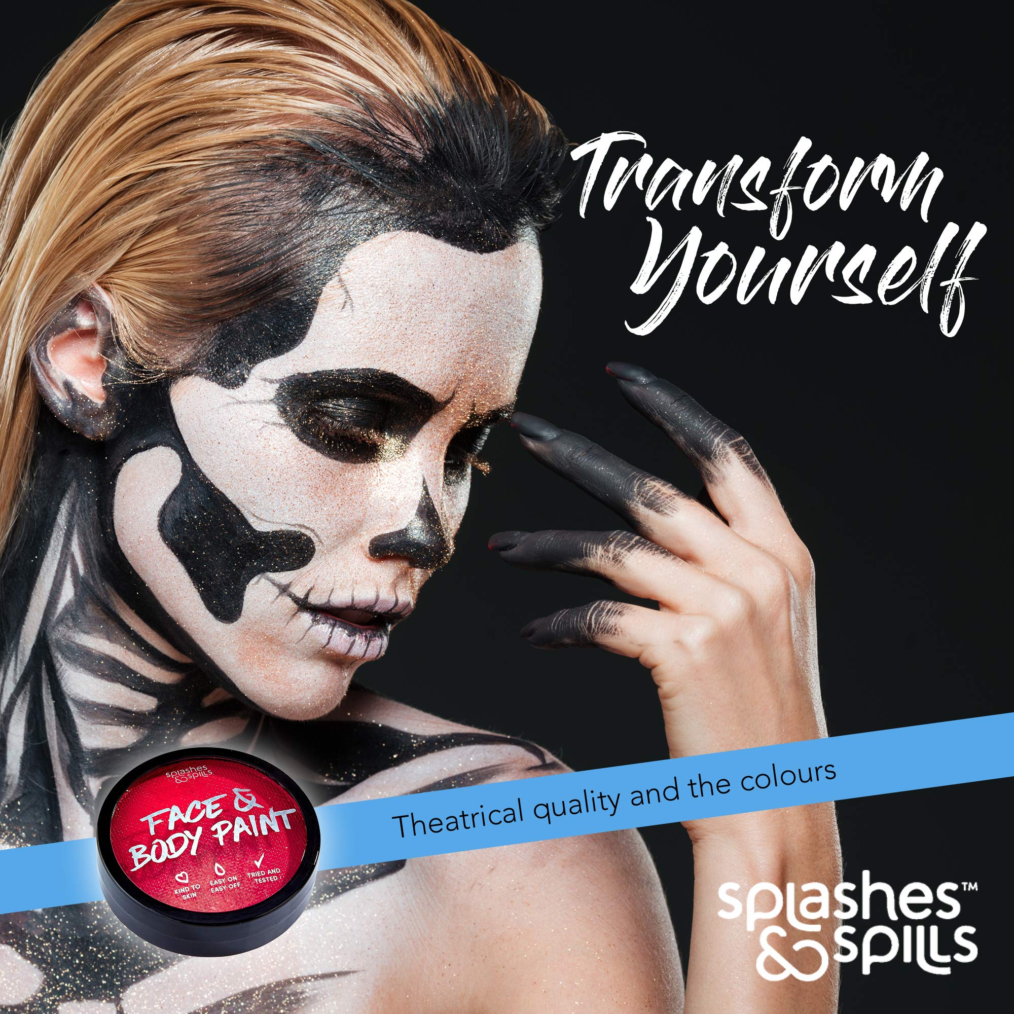 Face and Body Paint Cream - Red, 18g Cake Tub - Pretend Costume and Dress Up Makeup by Splashes & Spills