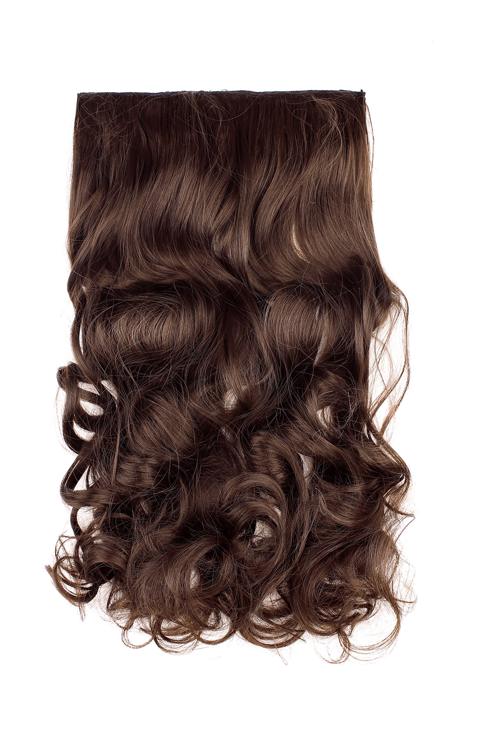 Chestnut Brown-6# : SWACC 20 Women 3/4 Full Head Instant One Piece Curly Body Wave Heat Resistance Synthetic Clip in Hair Extension (Chestnut Brown-6#)