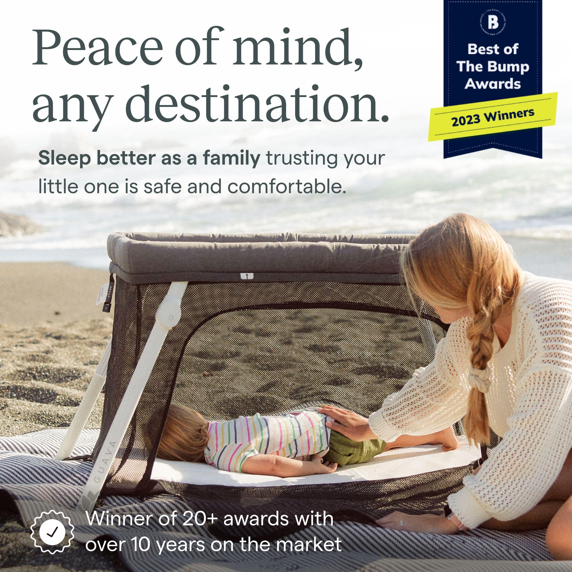 Guava Lotus Travel Crib with Lightweight Backpack Design | Certified Baby Safe Portable Crib | Folding Play Yard with Comfy Mattress for Babies & Toddlers | Compact Baby Travel Bed