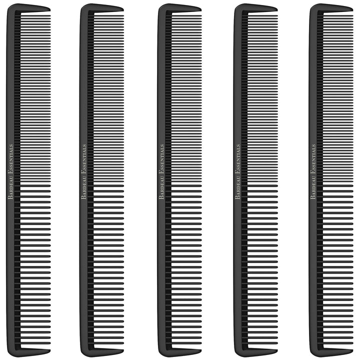 Styling Comb (5 Pack) - Professional 8.75ââ‚¬ Black Carbon Fiber Anti Static Chemical and Heat Resistant Hair Combs for All Hair Types for Men and Women - by Bardeau Essentials