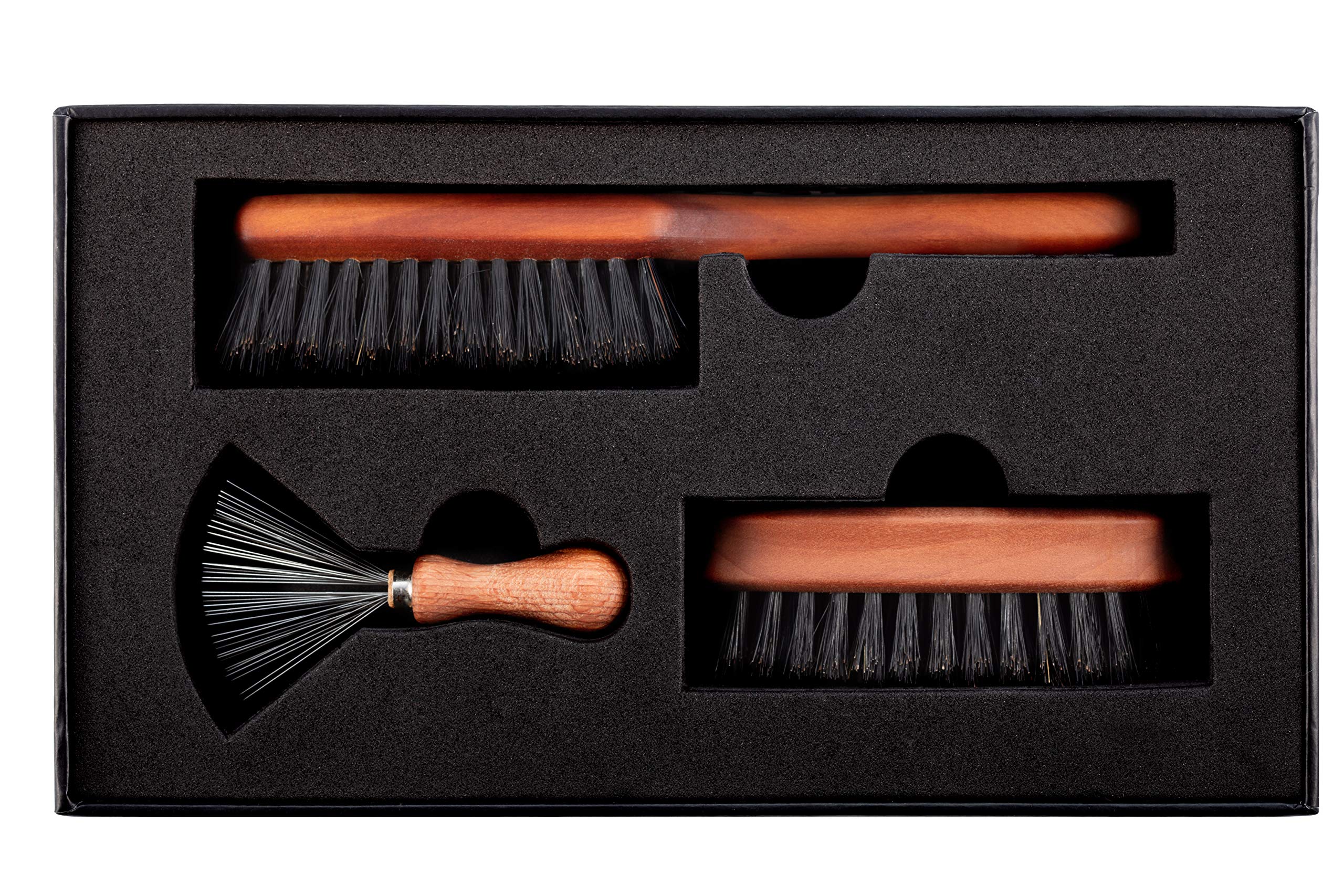 Zilberhaar Basic Beard Brush Kit (Stiff Version) - Ideal for Medium to Long, Thick Beards - Distributes Balm & Oil for Growth and Styling - Perfect Gift Set - Comes with Brush Cleaning Tool