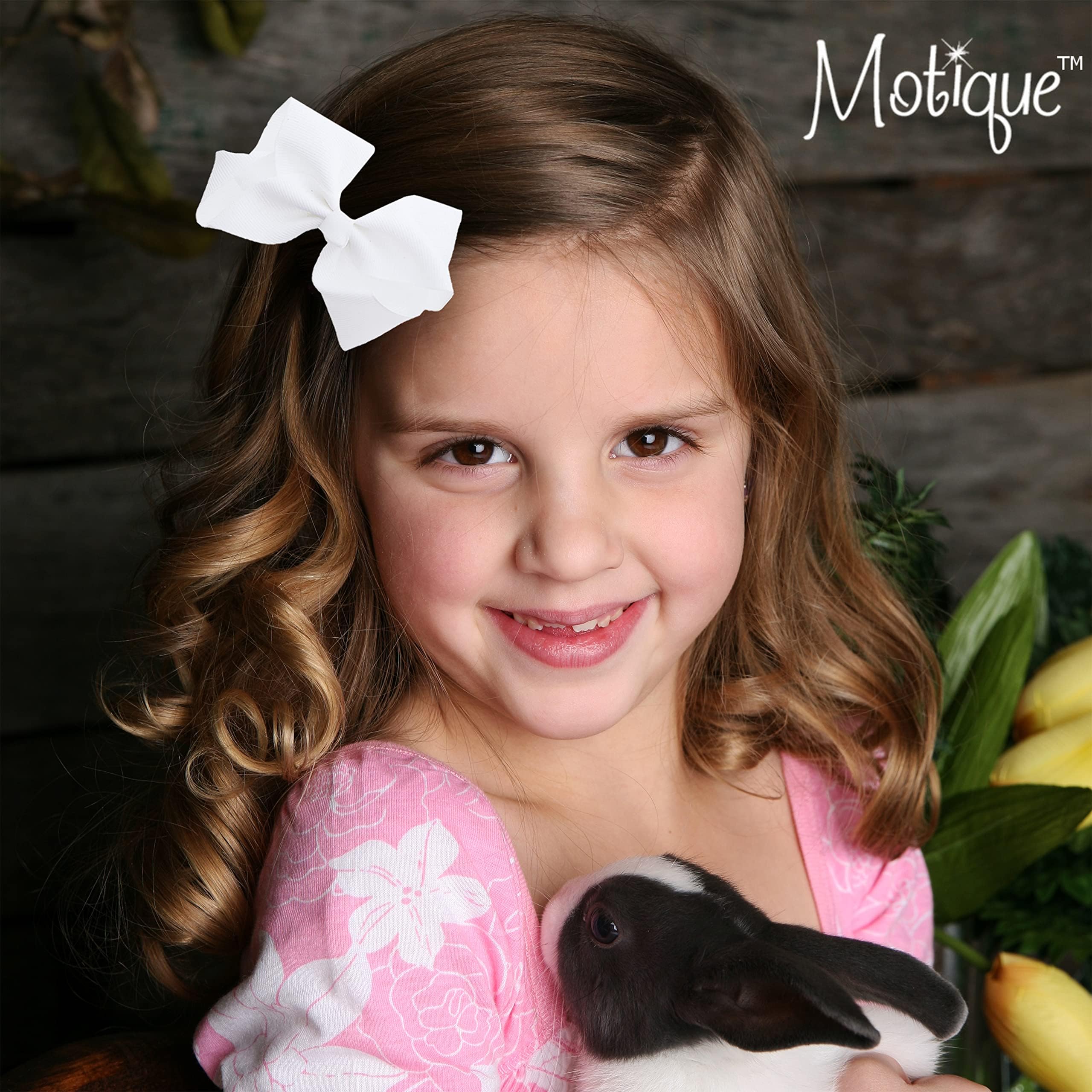 3 Inch Grosgrain Bow for Little Girls- Set of 2 (Light Pink)