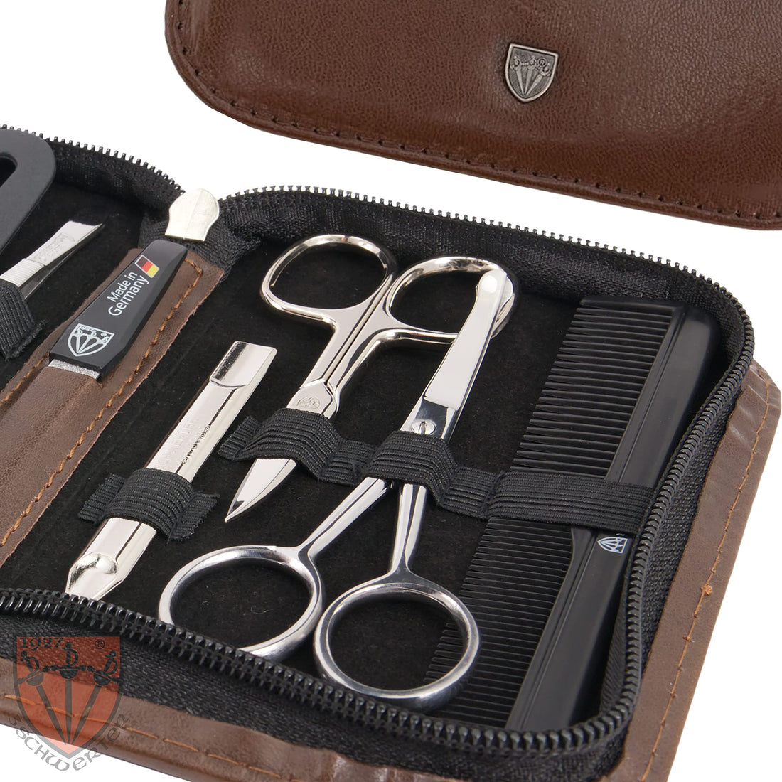 THREE SWORDS | Exclusive 10-Piece MANICURE - PEDICURE - GROOMING - NAIL CARE set / kit / case | VARIOUS DESIGNS | basic-standard quality (001610)