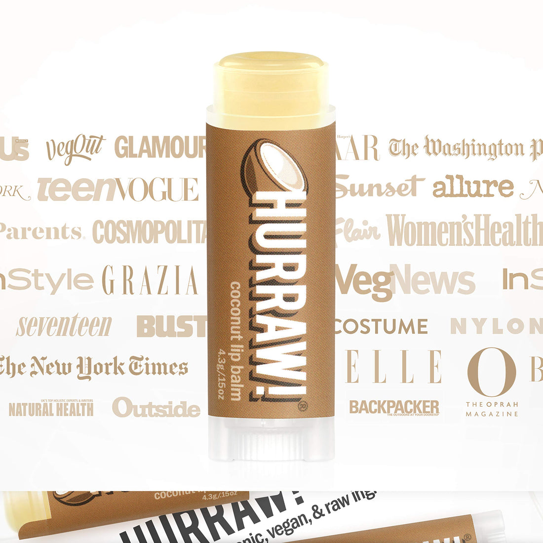 Hurraw! Coconut Lip Balm, 2 Pack: Organic, Certified Vegan, Cruelty and Gluten Free. Non-GMO, 100% Natural Ingredients. Bee, Shea, Soy and Palm Free. Made in USA