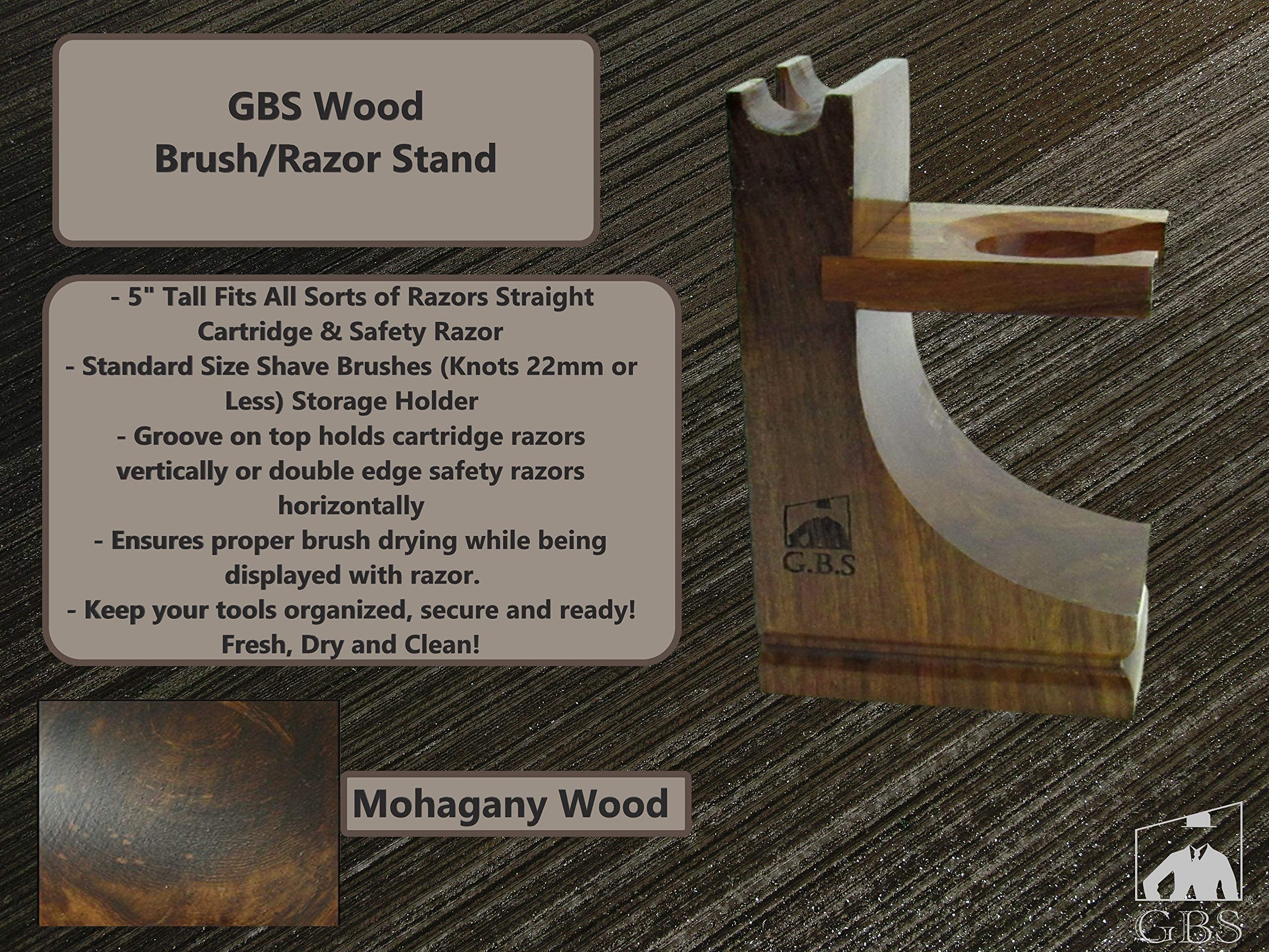GBS Wood Brush and Razor Stand