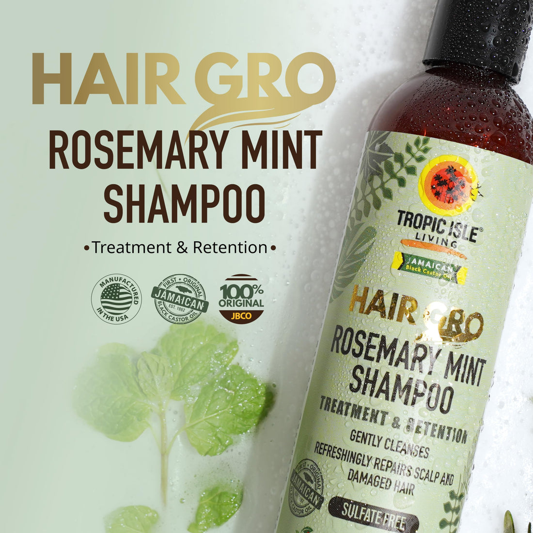 Tropic Isle Living Rosemary Mint Shampoo, 8 oz - Gently Cleanses and Nourishes Hair from Root to Tip, Free from Harmful Ingredients, Cruelty-Free, Suitable for All Hair Types