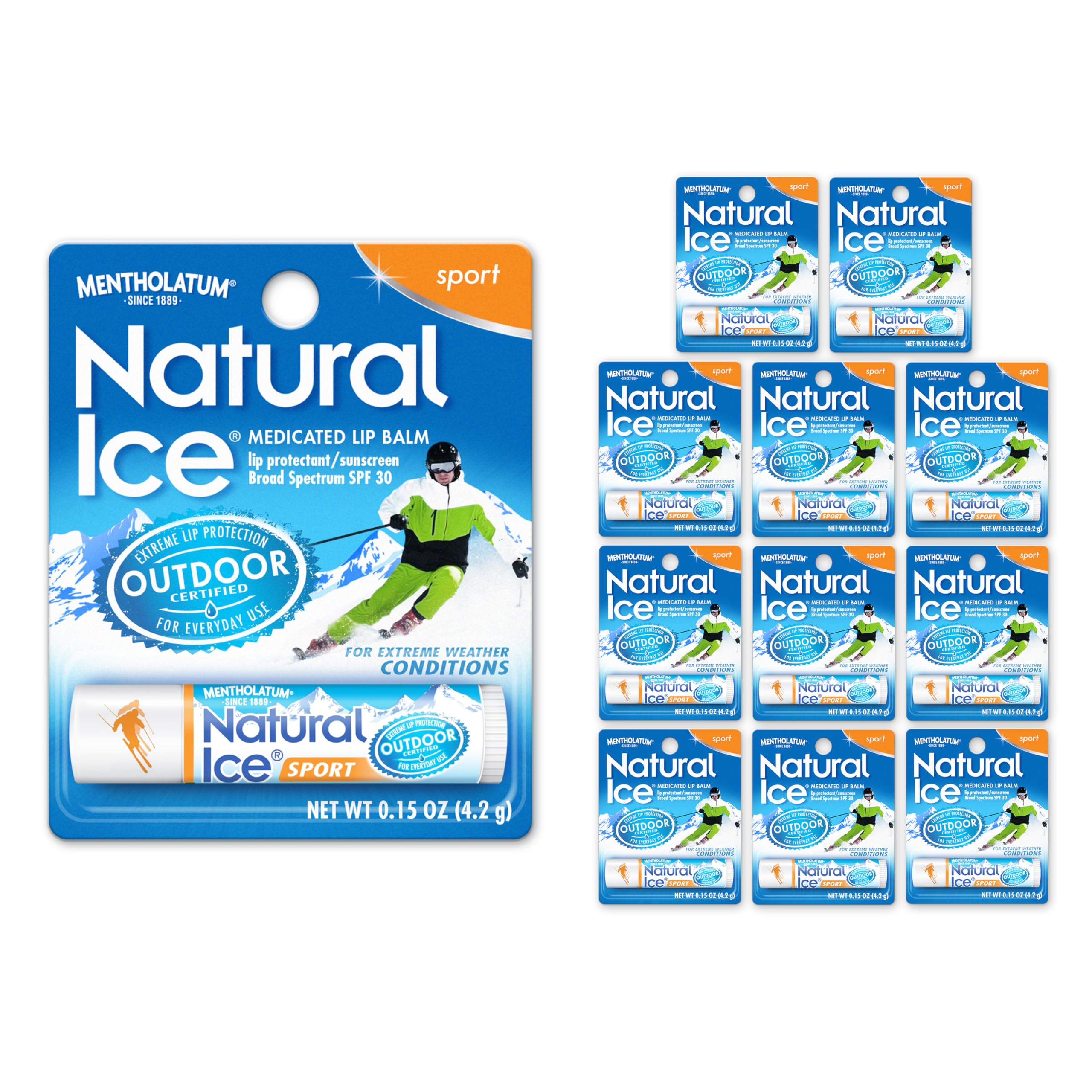 Natural Ice Lip Protectant/Sunscreen Sport Spf 30, 0.16-Ounce Tubes (Pack Of 12)