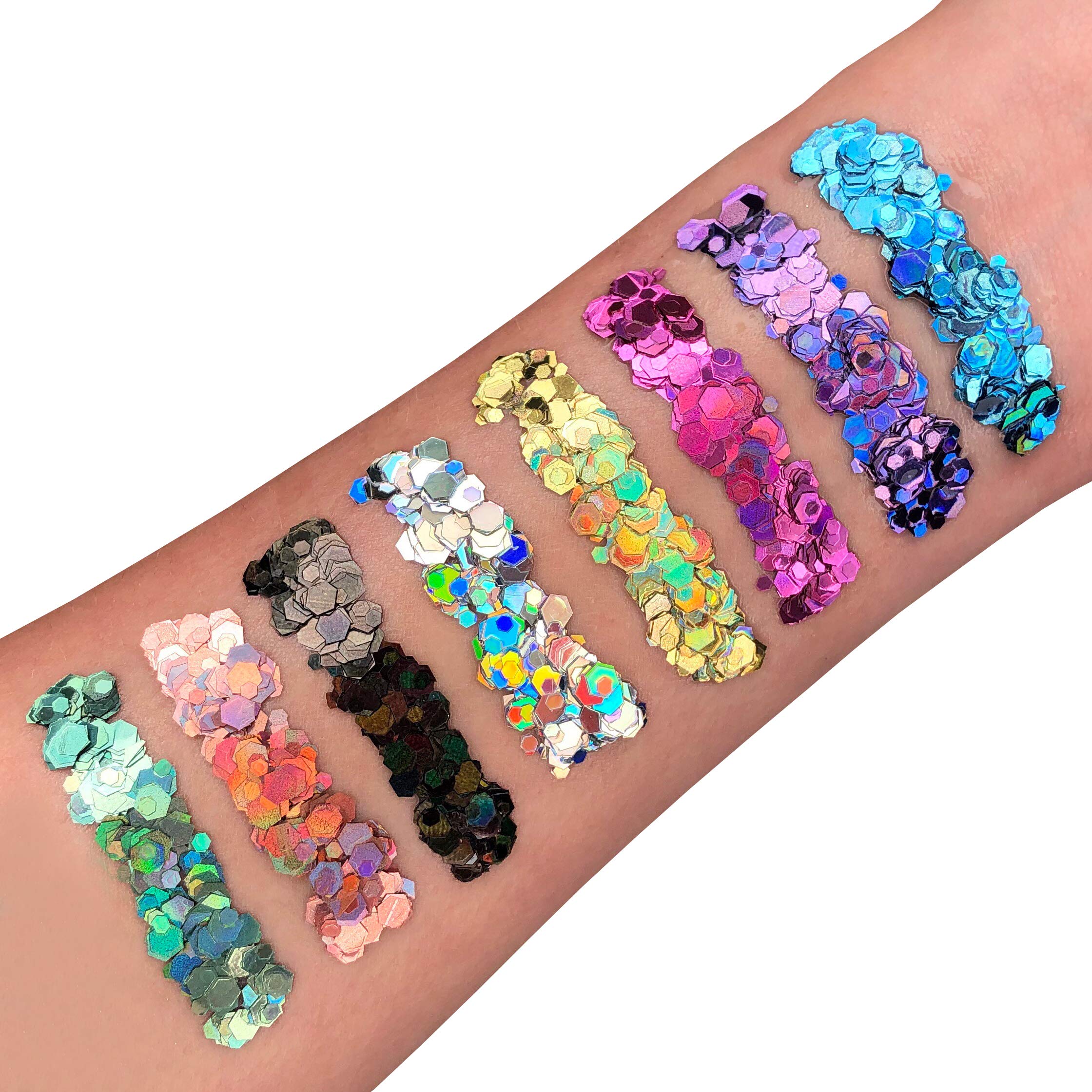 Moon Glitter Holographic Chunky Glitter 100% Cosmetic Glitter for Face, Body, Nails, Hair and Lips - 0.10oz - Black