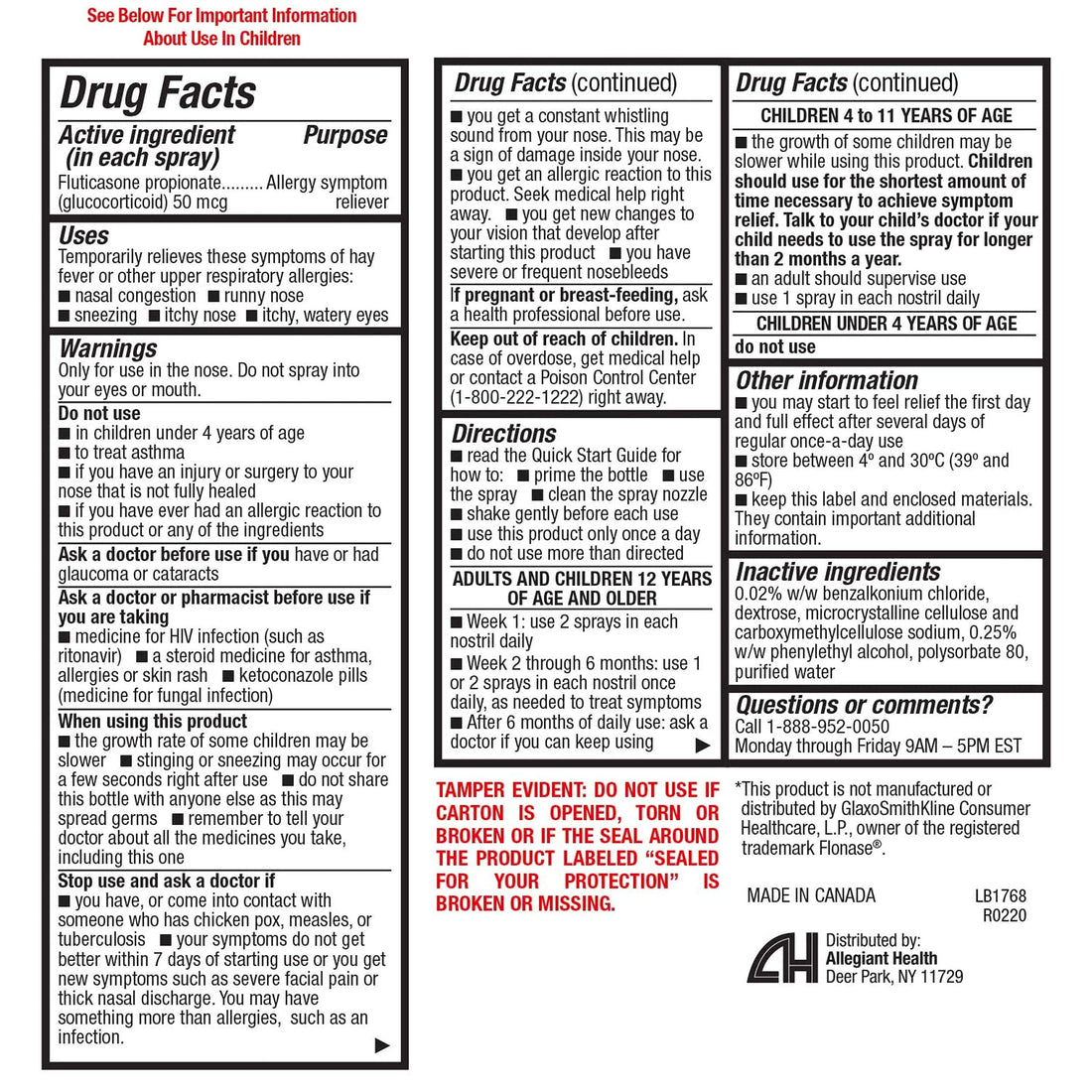 HealthA2Z® Fluticasone Propionate Nasal Sprays | Allery Relief Spray | Runny Nose | Nasal Congestion | Sneezing | Itchy Watery Eyes | 24 Hour Allergy Relief | (2 Packs)