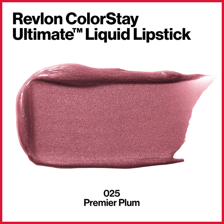 Revlon ColorStay Ultimate Liquid Lipstick, Longwear Rich Lip Colors, Wears for Up to 24 Hours, Satin Finish, 025 Premier Plum, 0.1 fl oz