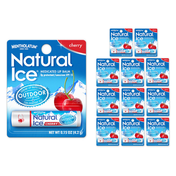Natural Ice Mentholatum Lip Protectant Spf 15, Cherry Flavor, 0.16-Ounce Tubes (Pack Of 12)